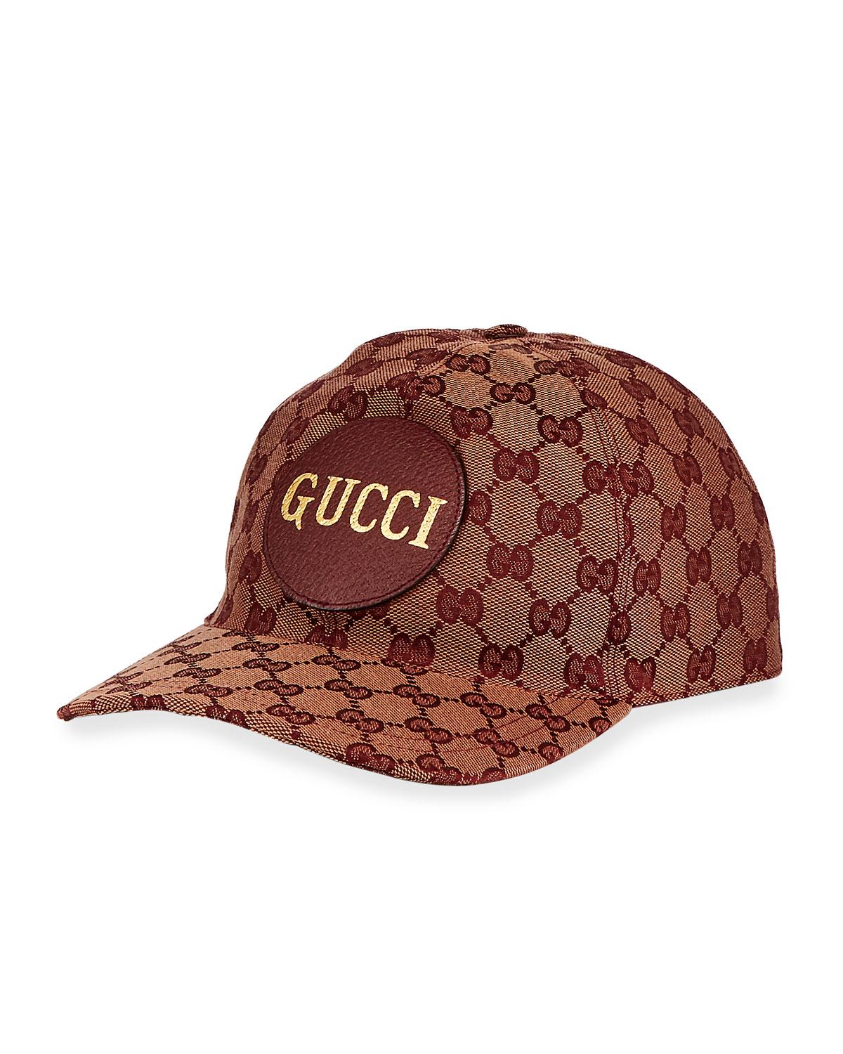 Gucci Men s Zeno Leather patch GG Canvas Baseball Cap in Red
