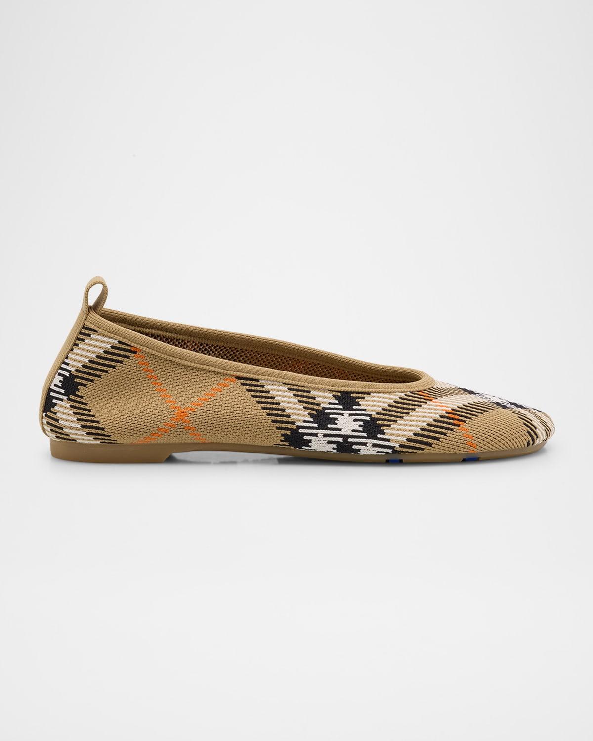 Burberry Baby Check Knit Ballerina Flats in Natural Lyst