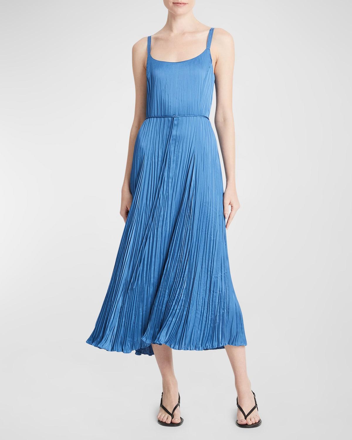 Vince pleated satin slip dress sale