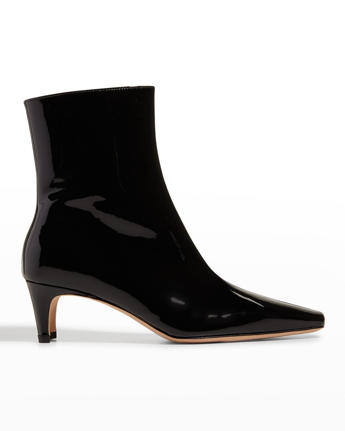 STAUD Wally Leather Square-toe Ankle Booties in Black | Lyst