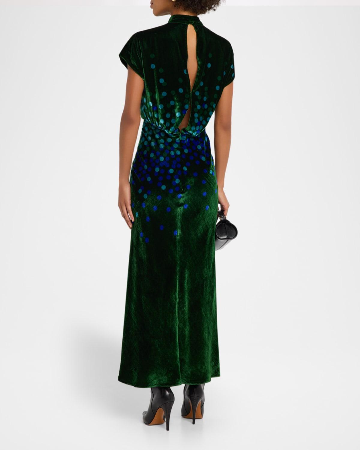 green emerald velvet dress Kelly Dress in Emerald – SALONI main image 0