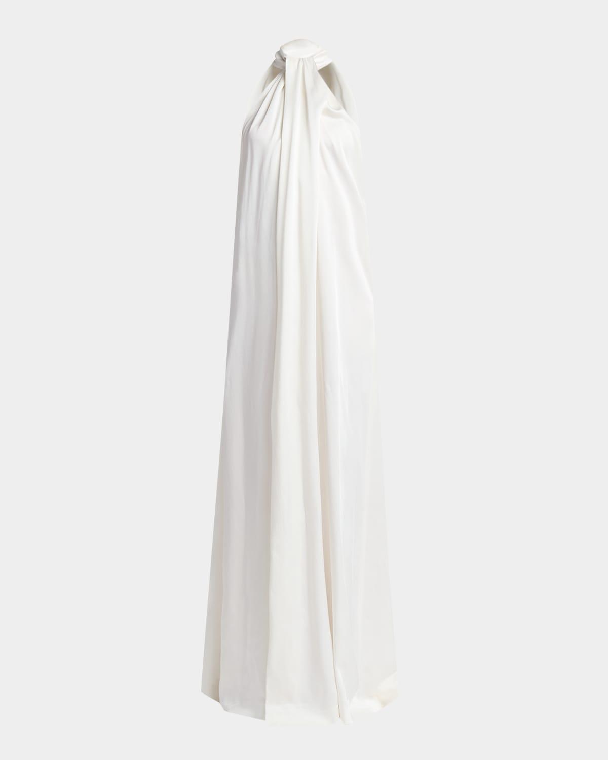 オールインワン・サロペット Stella Mccartney White Silk Dress With Padded Shoulders Falabella Crystal-Embellished One-Shoulder Gown By Stella
