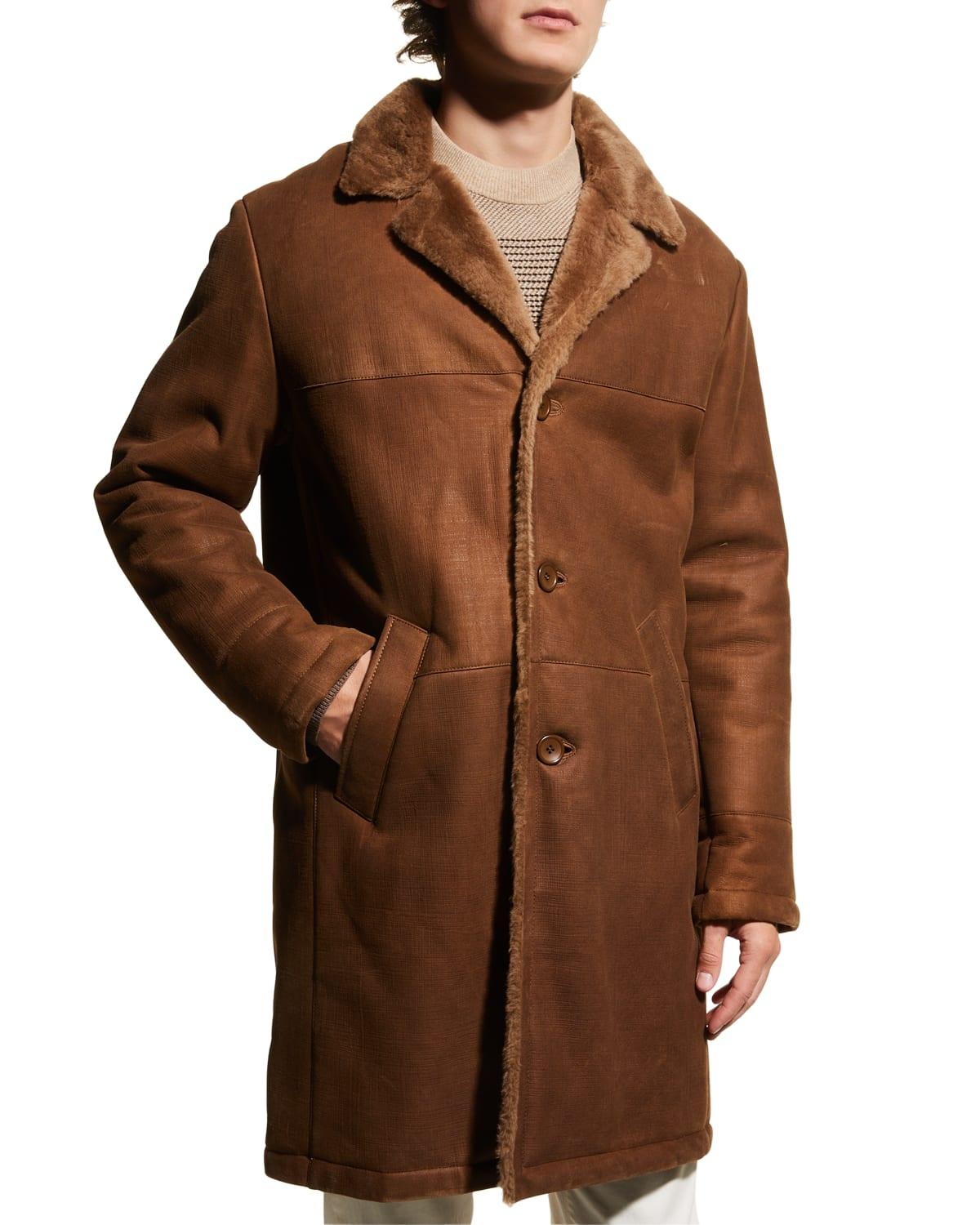 Gorski Shearling Short Coat in Brown for Men | Lyst