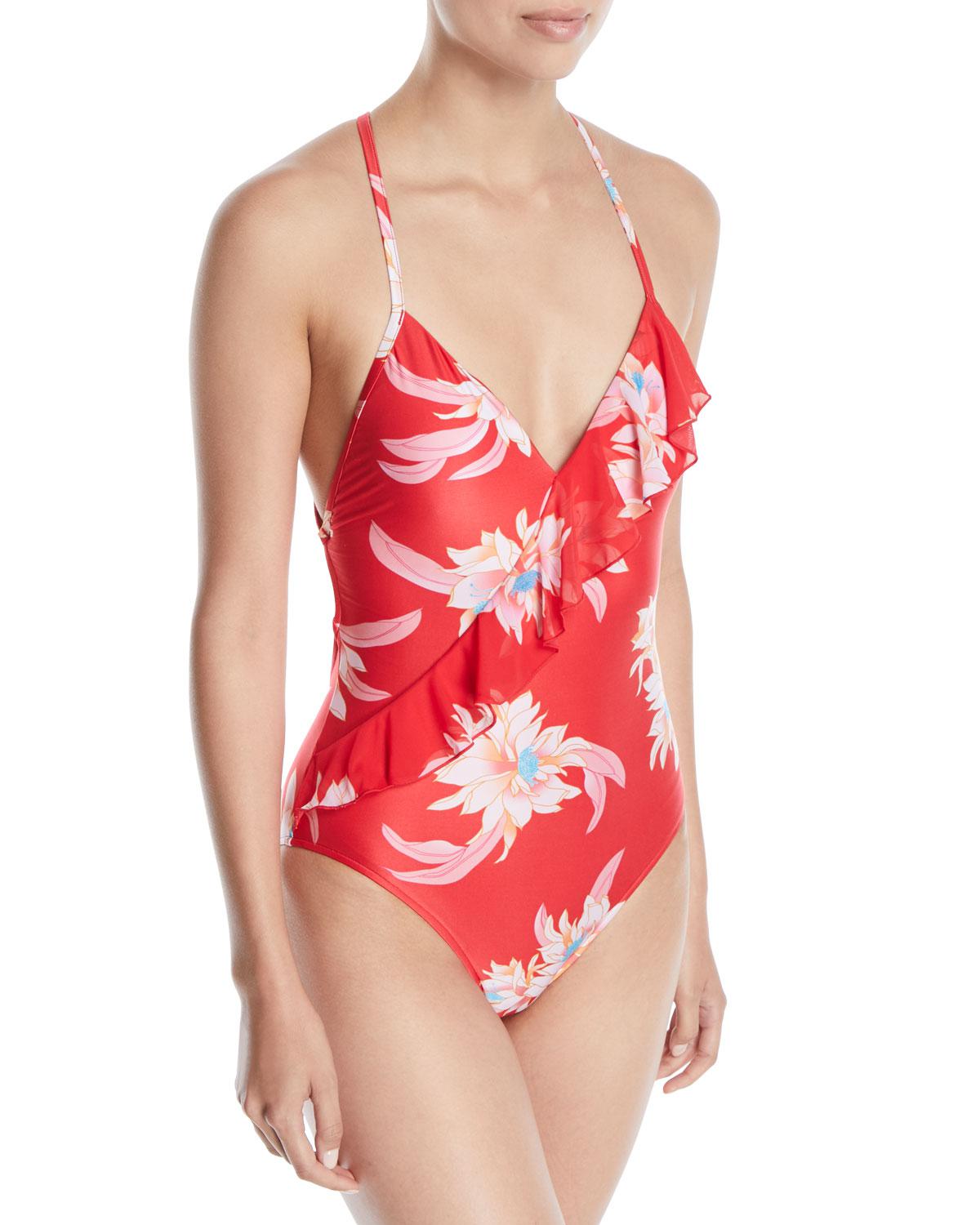 red flower swimsuit