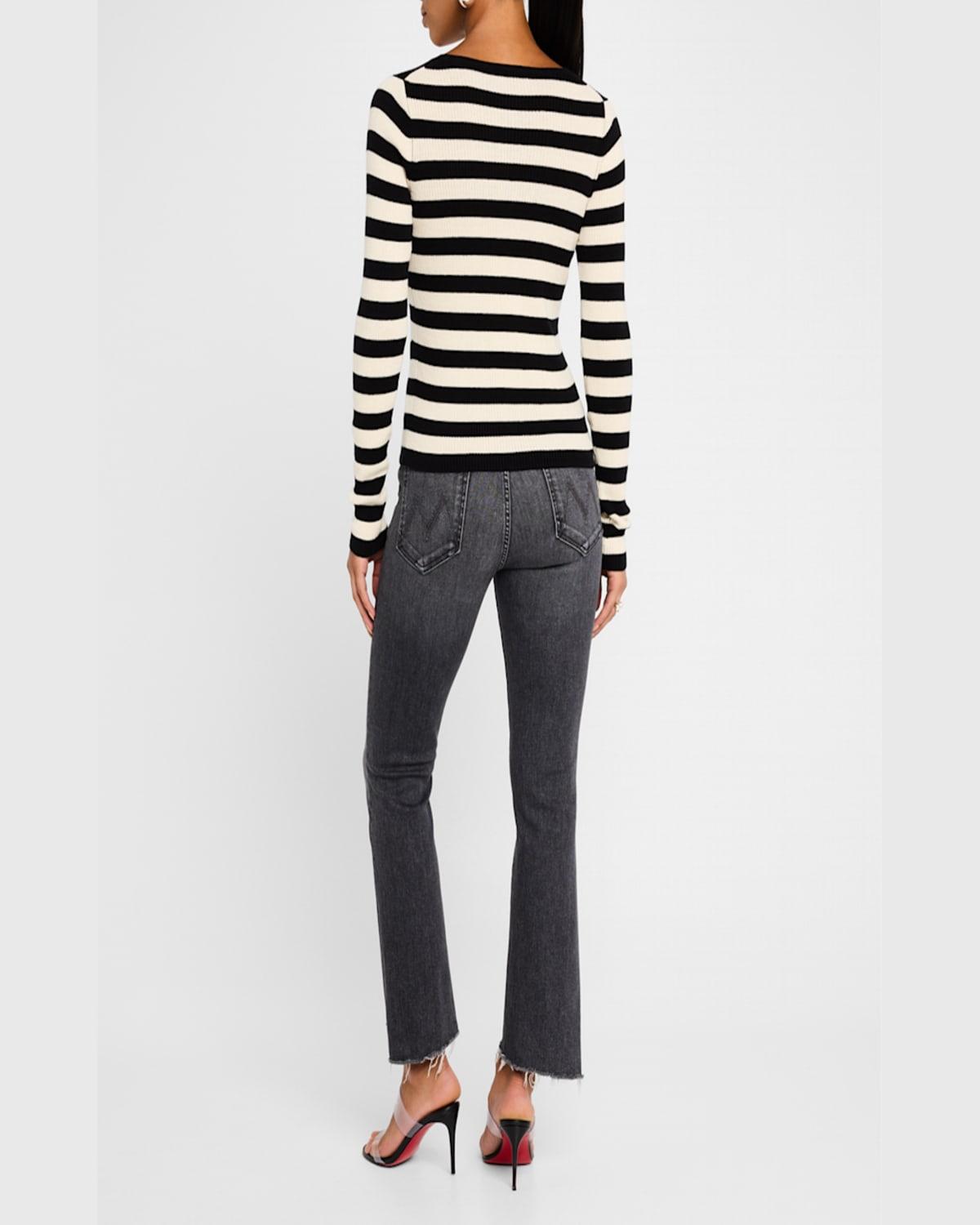 ATM Striped Wool Long Sleeve Sweater in White Lyst
