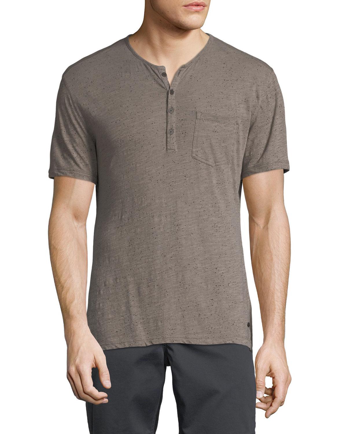 Lyst - John Varvatos Men's Splatter Print Henley Shirt in Gray for Men
