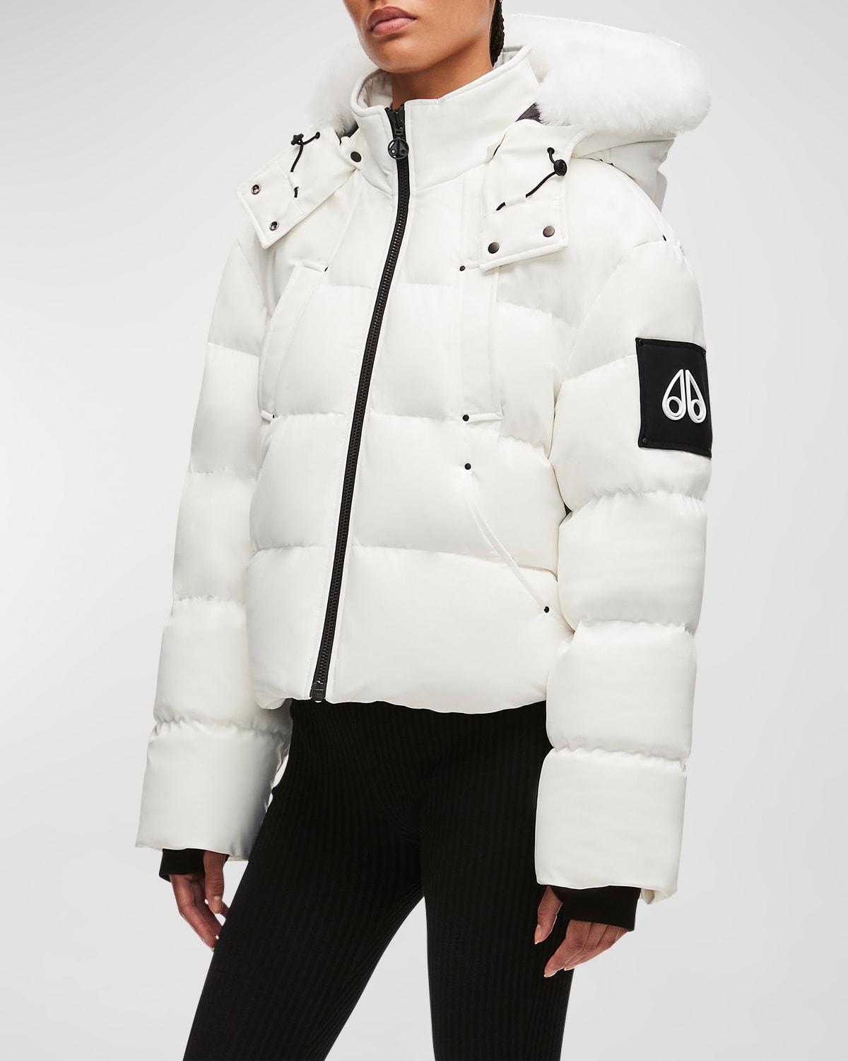 Moose Knuckles Eton Puffer Jacket With Shearling Trim in Natural | Lyst