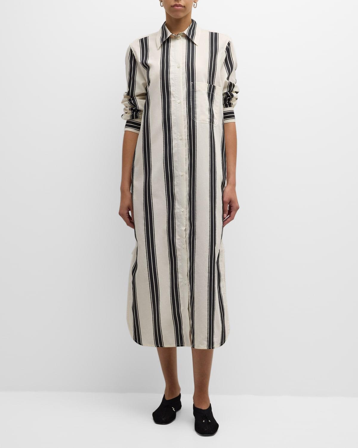 KHAITE The Waylon striped shirtdress - White