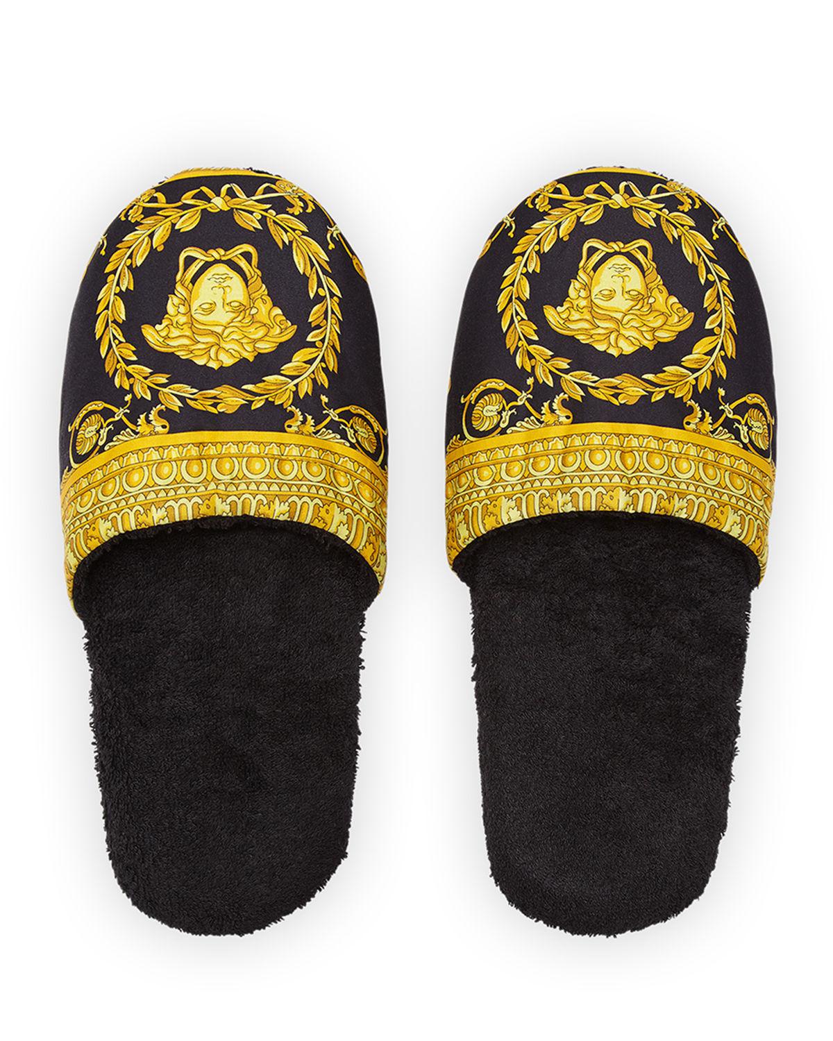 Versace Cotton Medusa Slippers in Black for Men Lyst