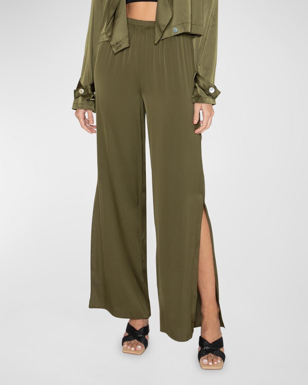 Wide-leg Silk Pants