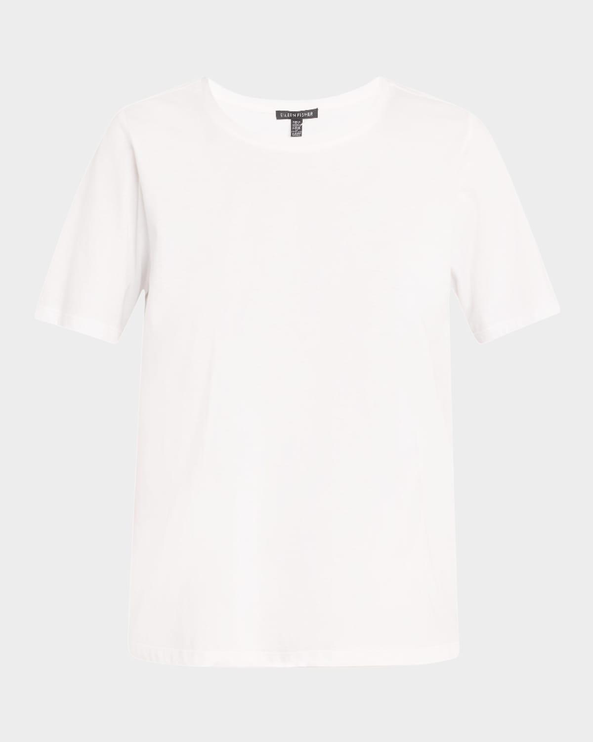 Eileen Fisher Crewneck Organic Cotton Jersey Tee in White Lyst