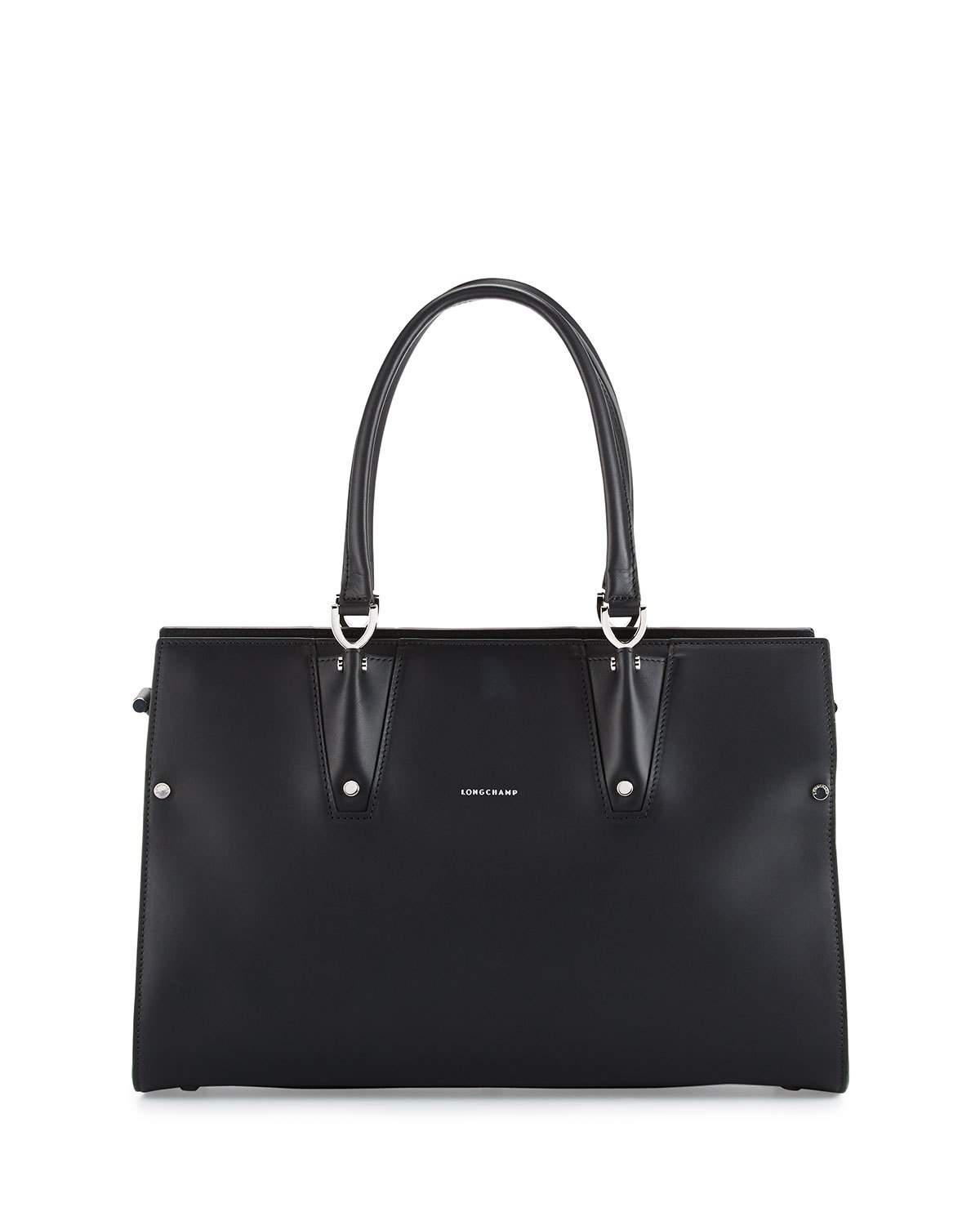 Longchamp Leather Paris Premier Large Tote Bag in Black/Silver (Black) - Lyst