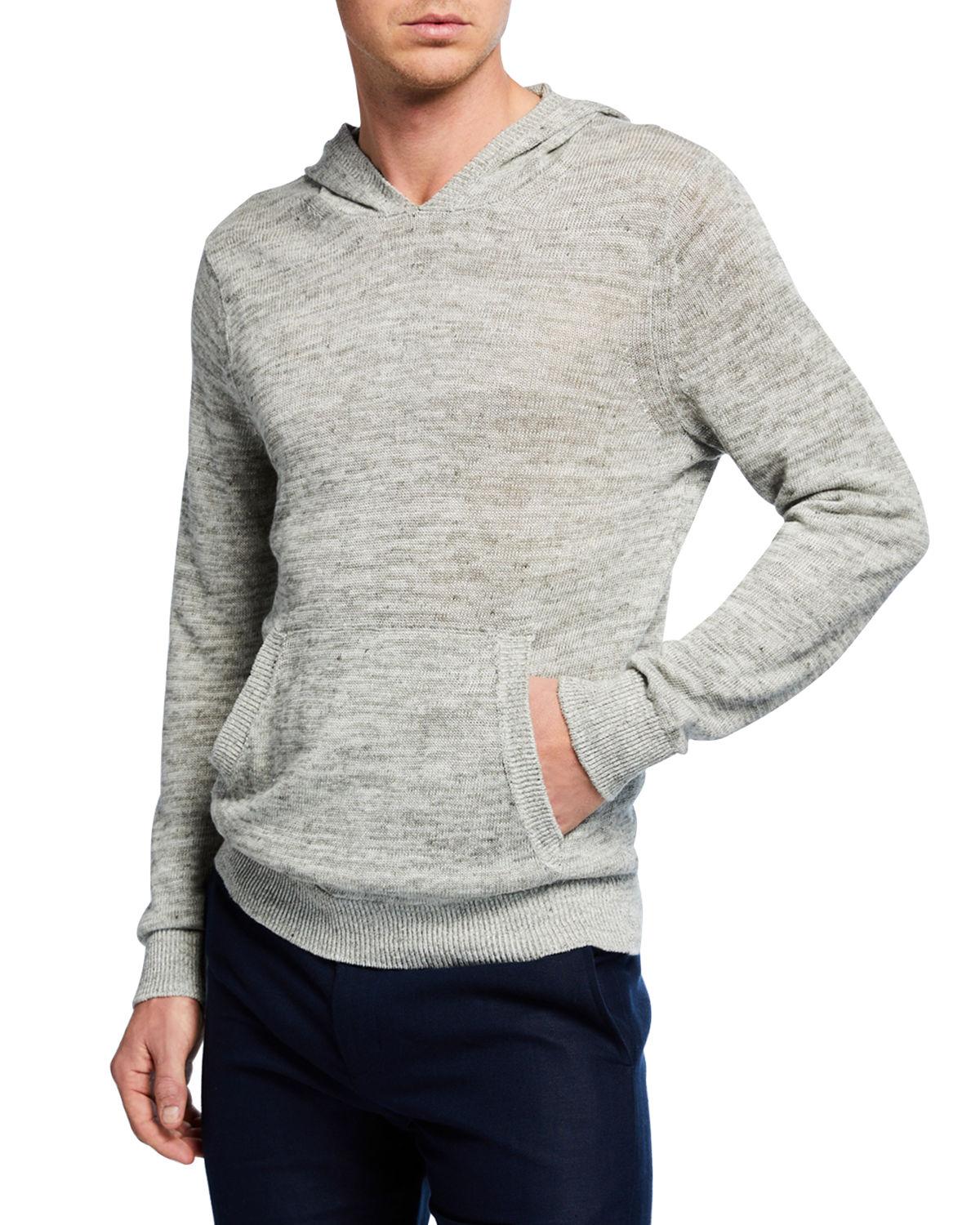 Vince Linen Men's Marled Pullover Hoodie in h White/h Grey (Gray) for ...