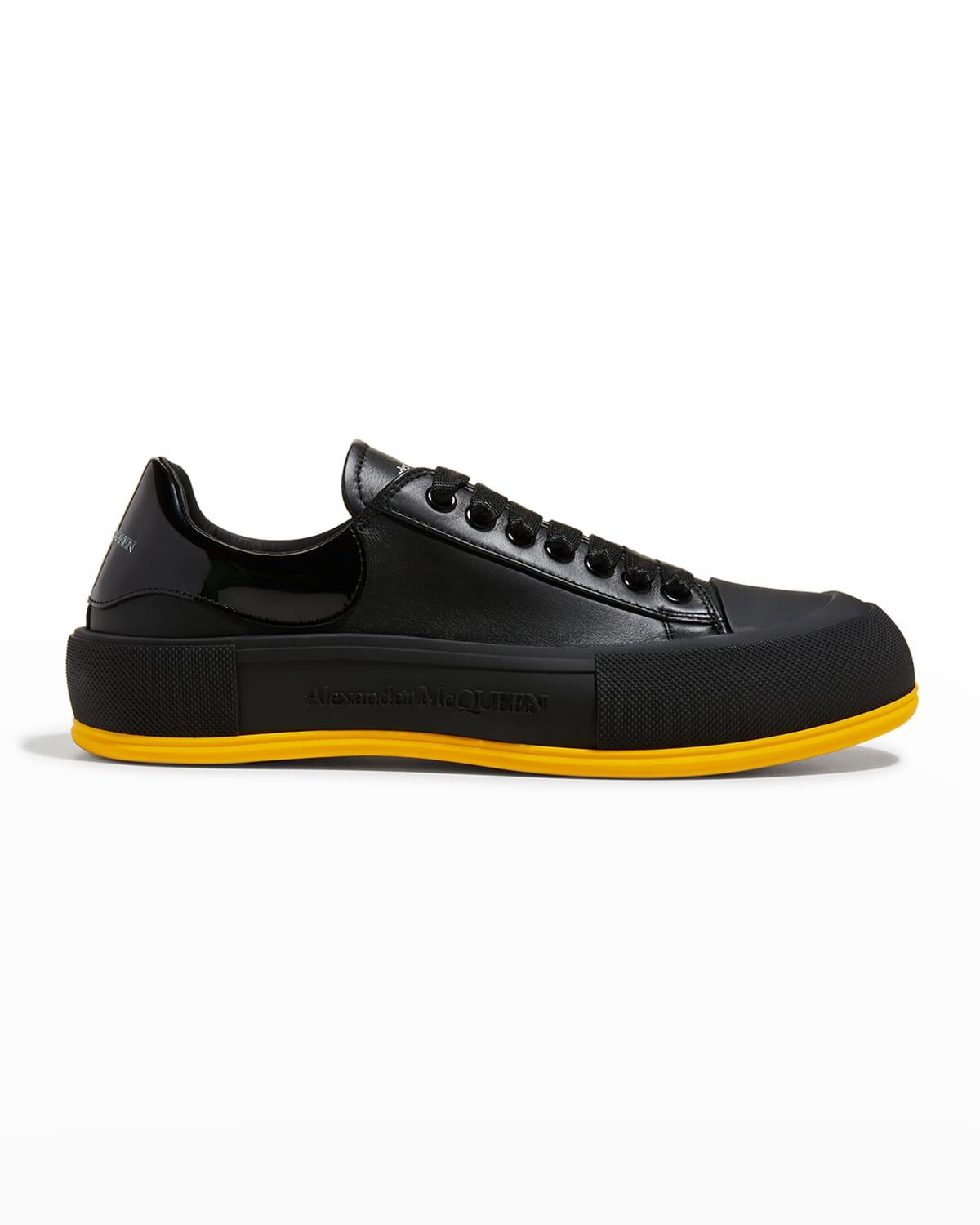 Alexander McQueen Treadslick Leather Logo Low-top Sneakers in Black for Men  | Lyst