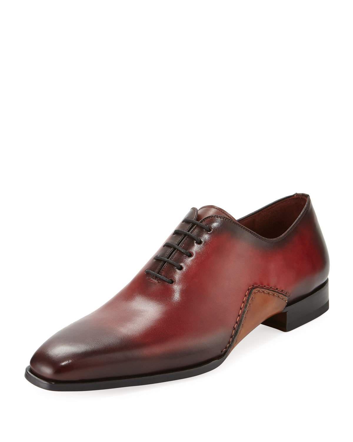 Neiman Marcus Men&#39;s Two-tone Lace-up Sole-stitch Dress Shoe in Red for Men - Save 51% - Lyst