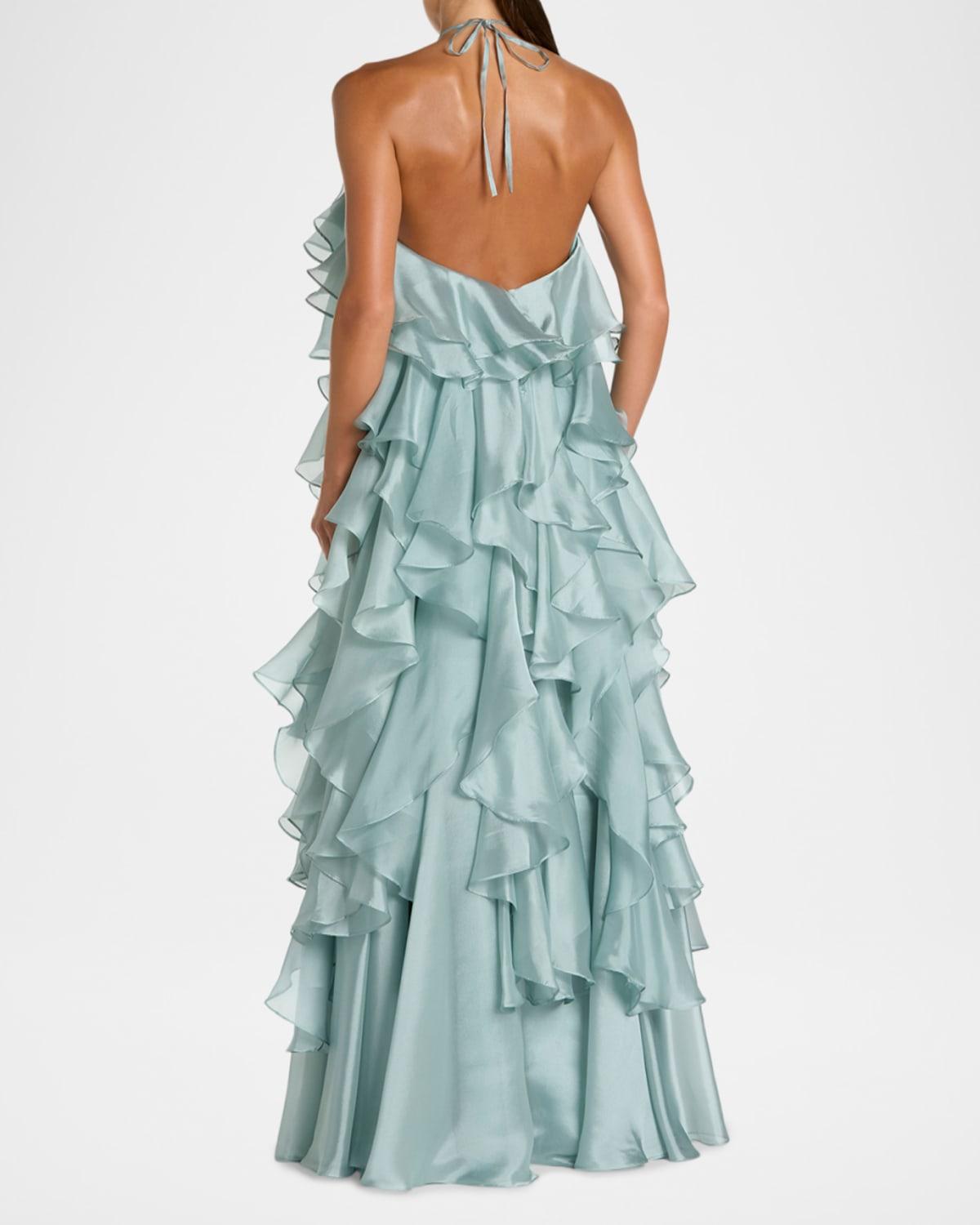 halter top open back dress Lydia Halter Neck Maxi Dress with Open Back Strap Detail