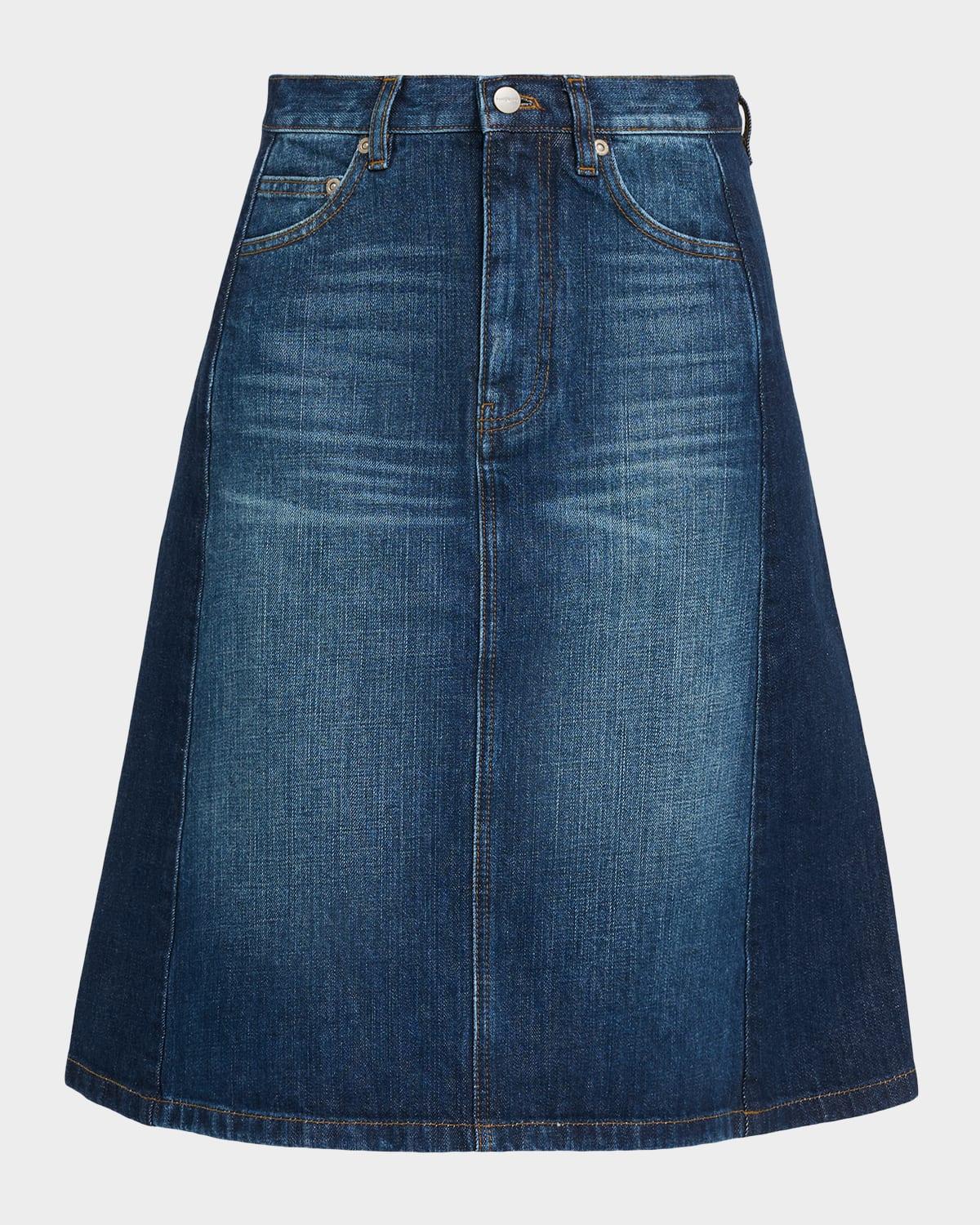 スカート MARC JACOBS DENIM MIDI SKIRT Marc Jacobs Women's Wave Denim Skirt, Swell Denim, Blue, M