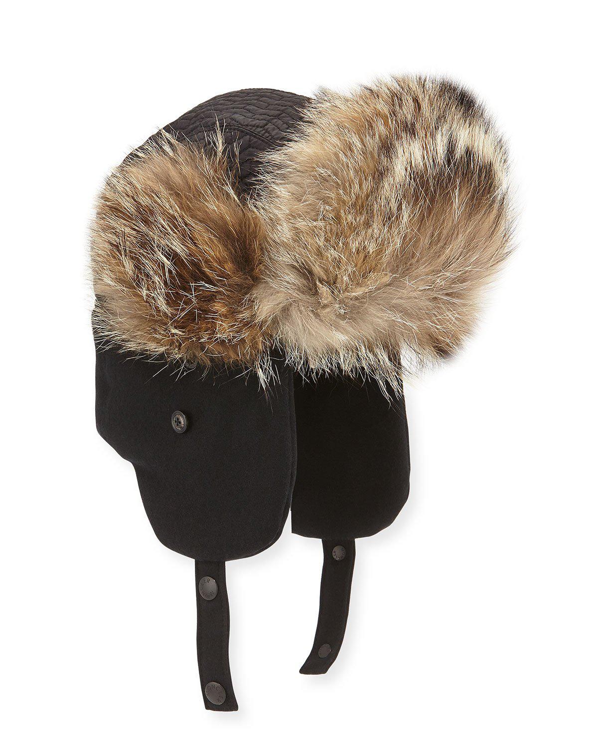 Moncler Fur Trapper Hat in Black for 