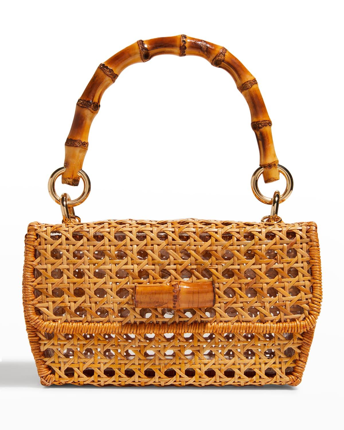 Serpui Scarlett Wicker Top-handle Bag in Brown | Lyst
