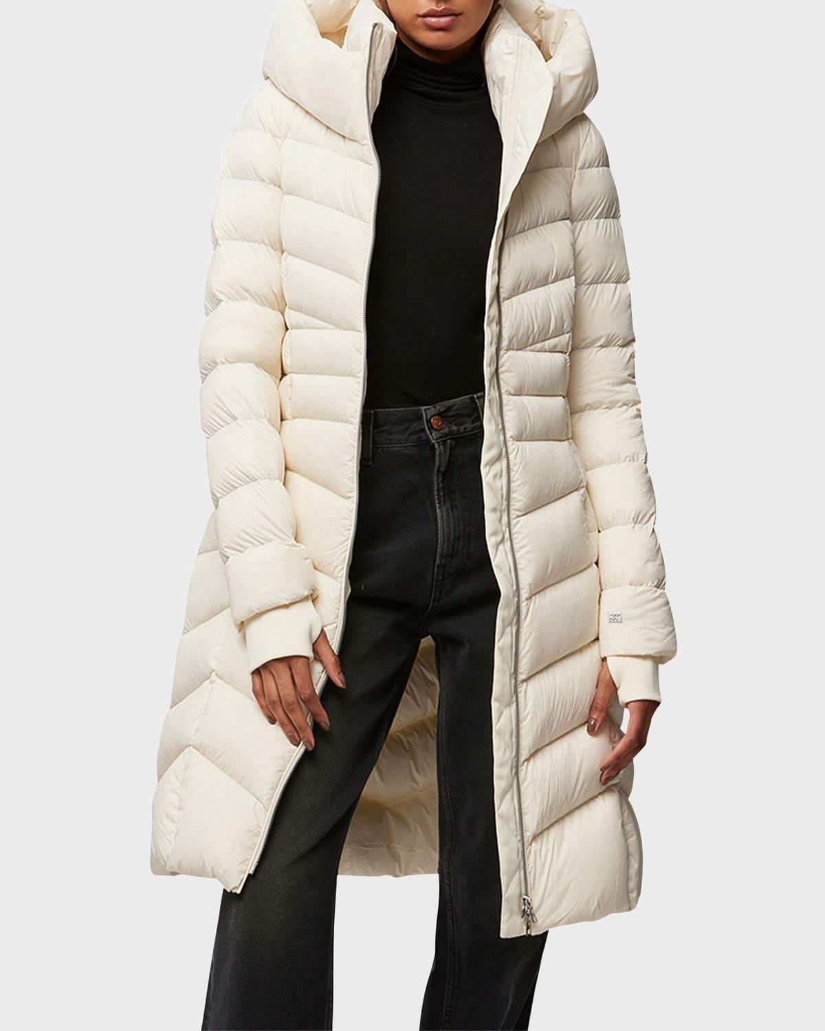SOIA & KYO Lita Long Puffer Coat in Natural Lyst