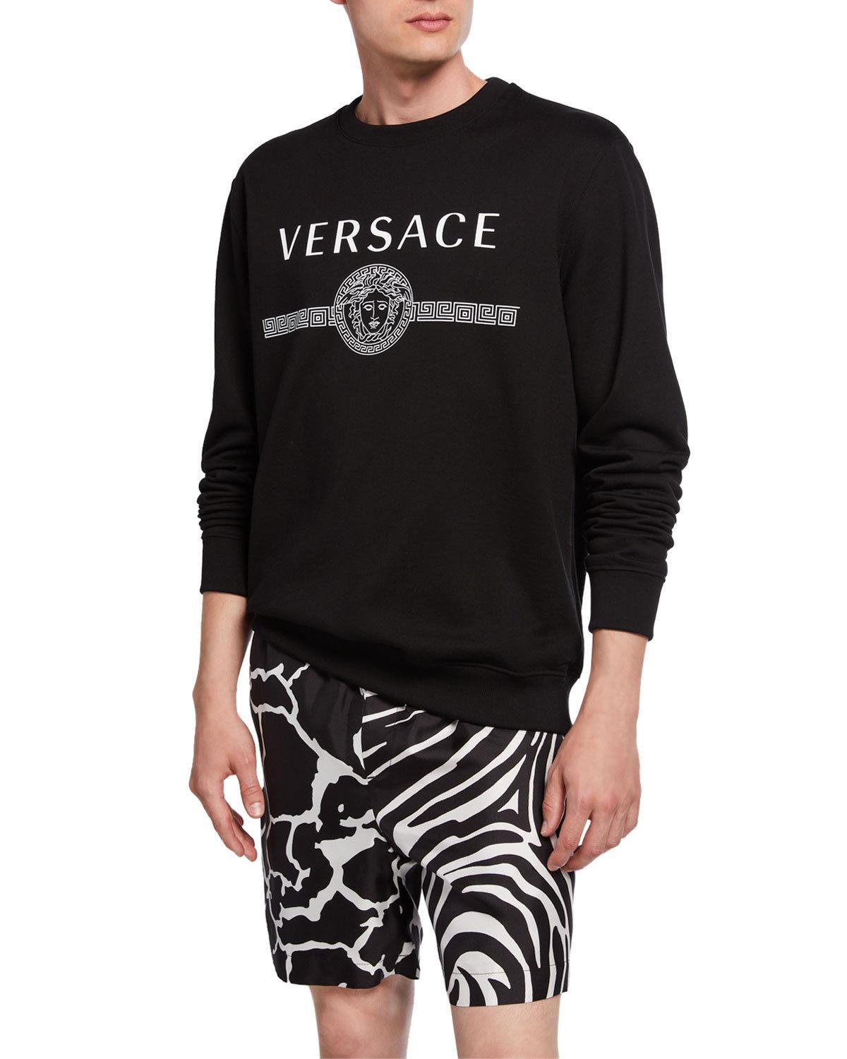 Versace Men's Logo Graphic Cotton Sweatshirt in Black for Men - Lyst