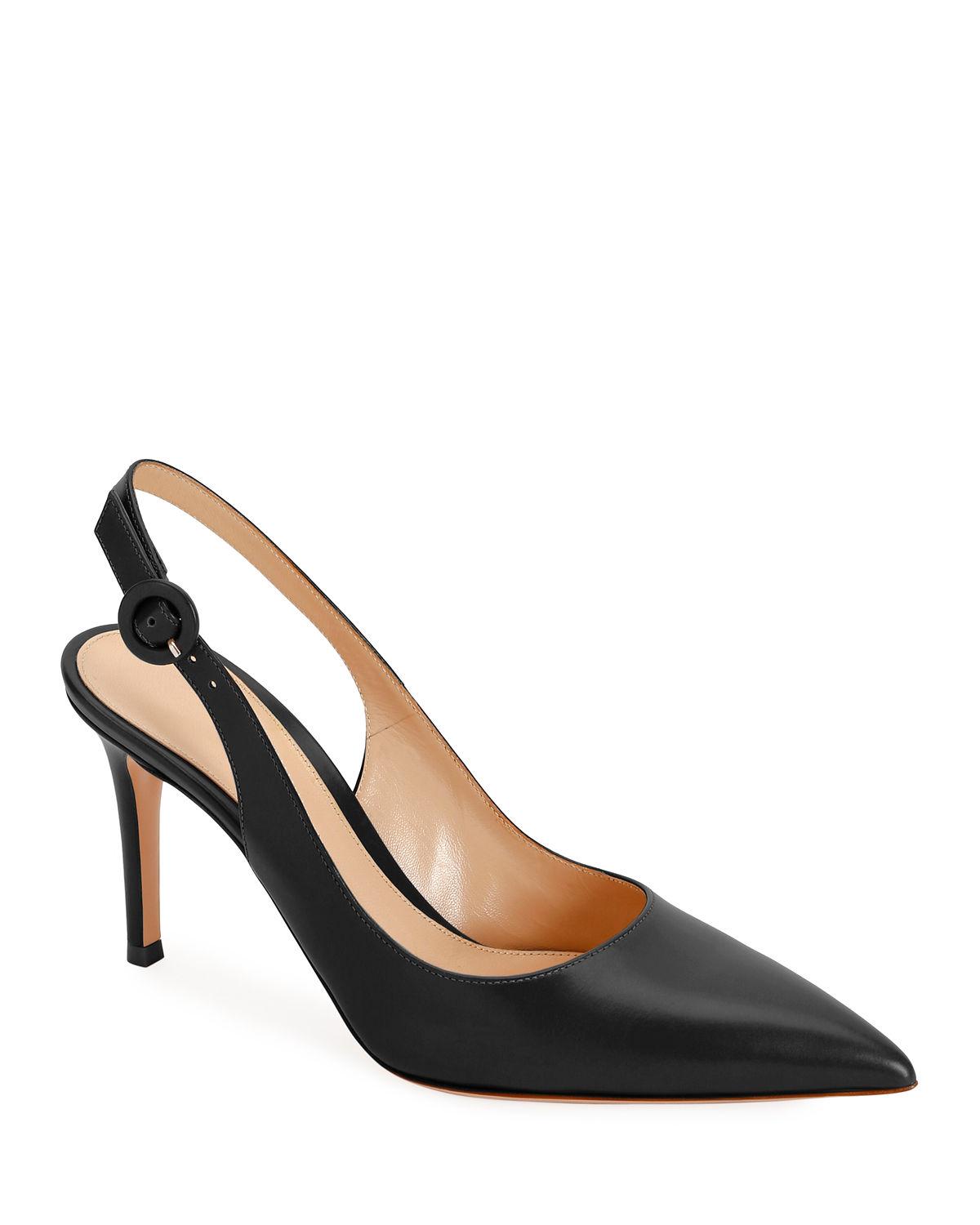 Gianvito Rossi Smooth Leather Slingback Pumps in Black - Lyst