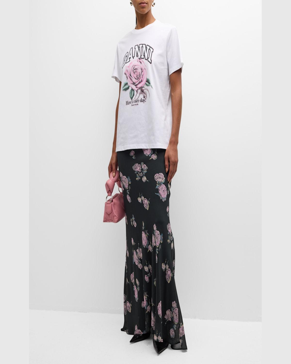 Ganni Floral Crepe Maxi Skirt Lyst
