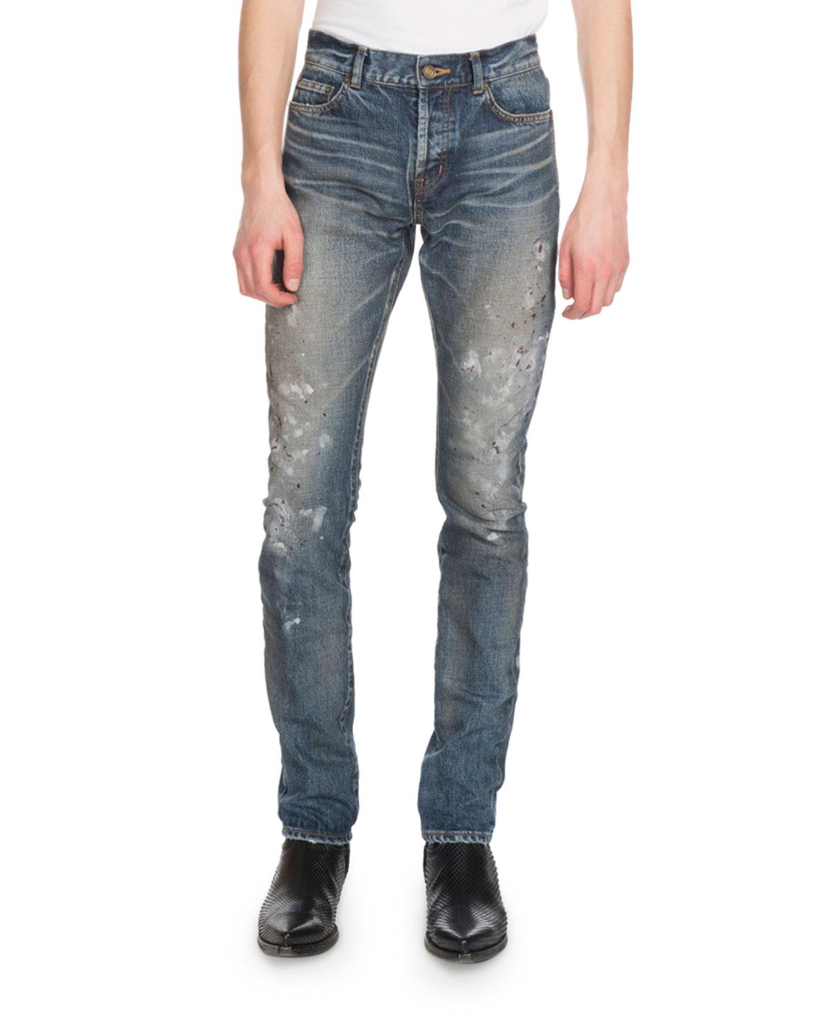 slim fit paint jeans