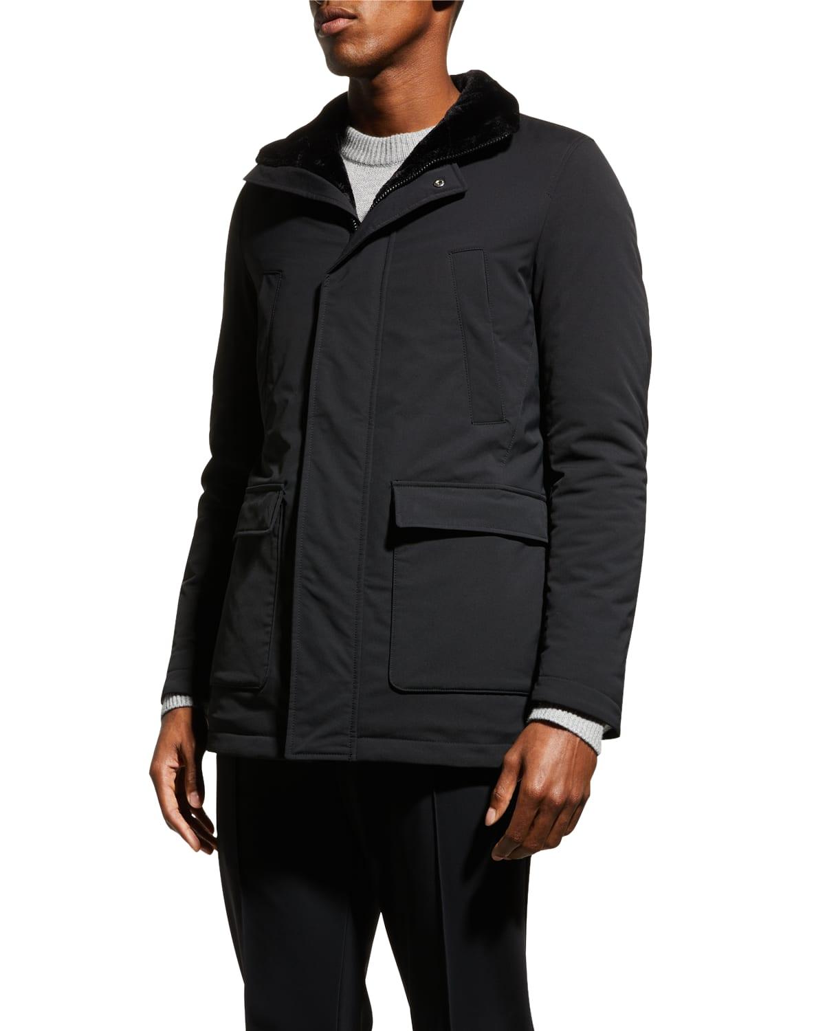 Herno Keystone Field Jacket W/ Faux Fur in Black for Men Lyst