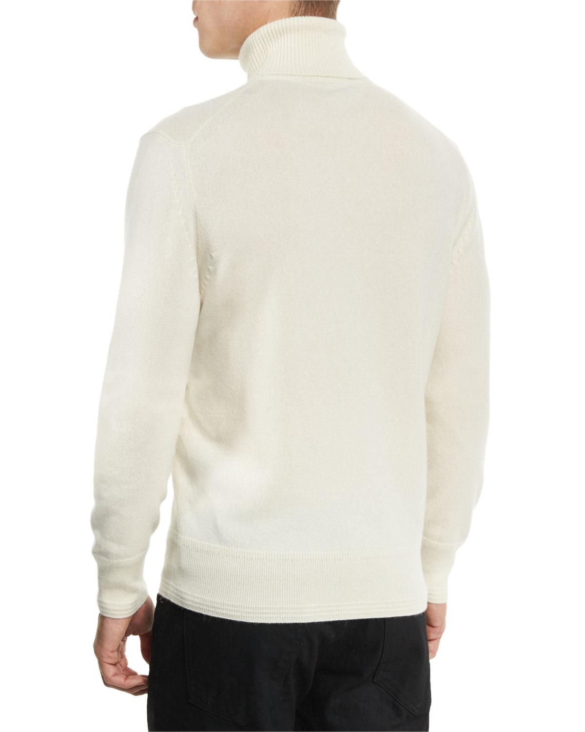 Tom Ford Classic Flat-knit Cashmere Turtleneck Sweater in White for Men ...