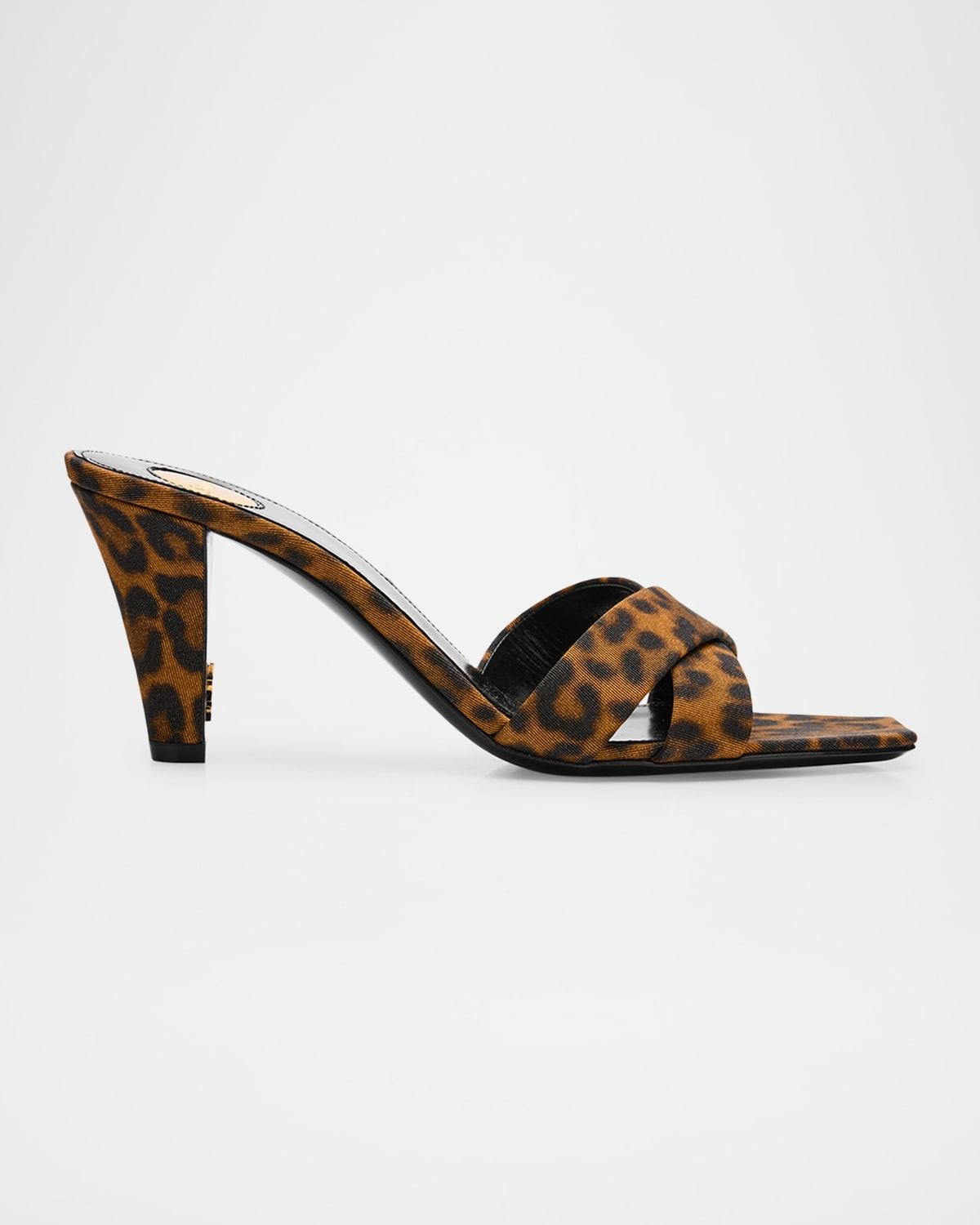 サンダル・ミュール SAINT LAURENT MULE JILL IN GROS-GRAIN LEOPARD PRINT JILL mules in leopard grosgrain | Saint Laurent | YSL CA