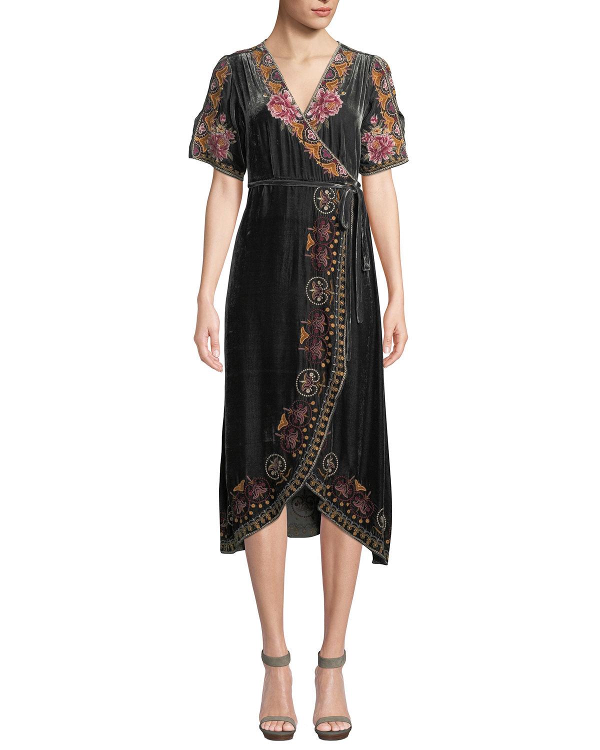 joanna velvet wrap dress