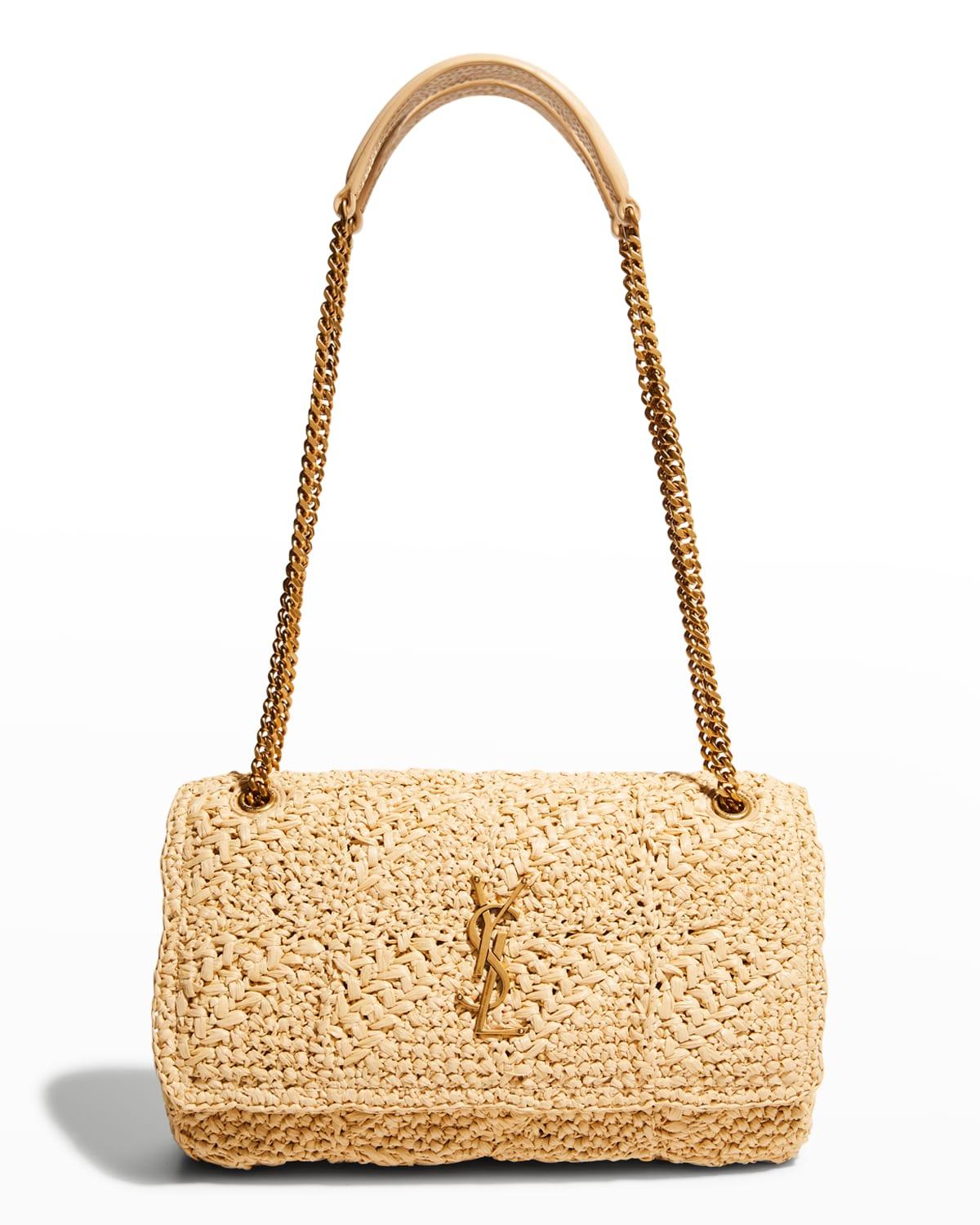 Saint Laurent Jamie Medium Ysl Crochet Raffia Shoulder Bag in Natural | Lyst