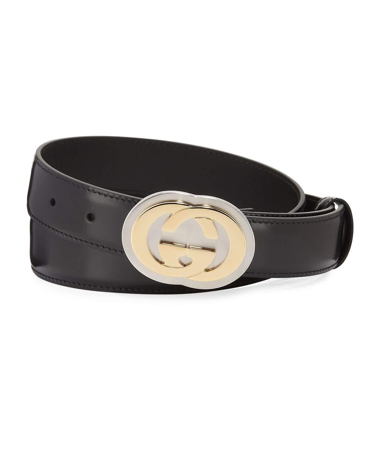 Gucci Interlocking-g Buckle Leather Belt in Black for Men - Save 2% - Lyst