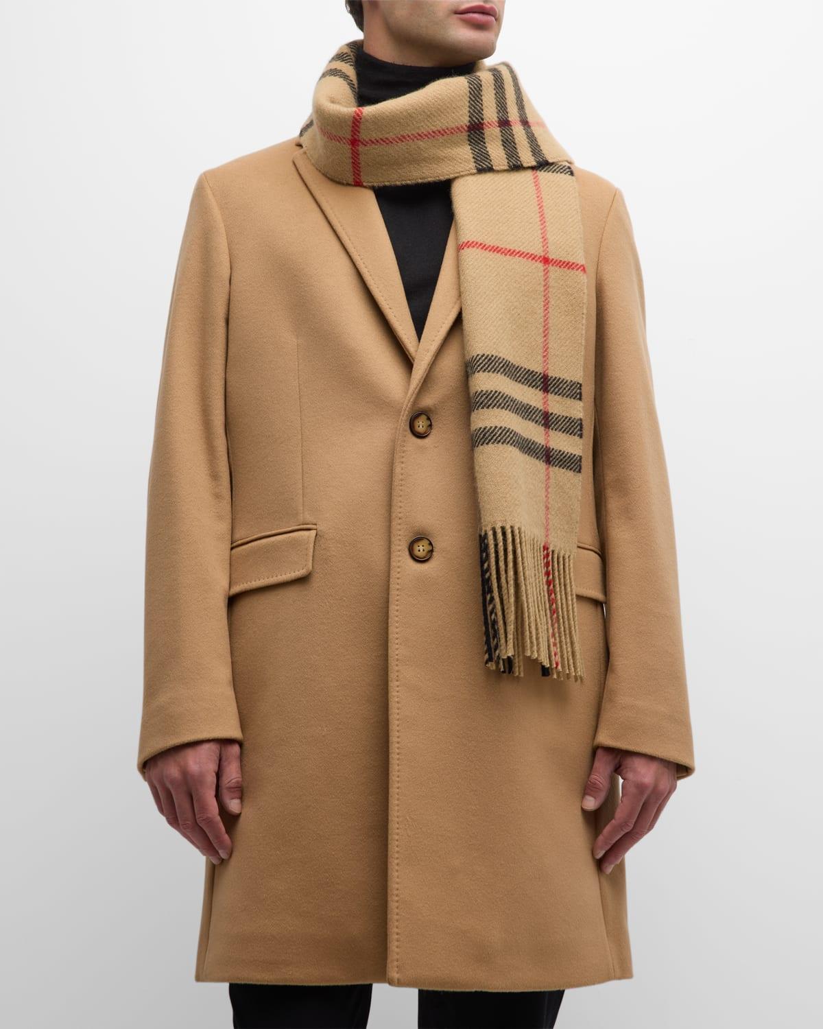 Burberry Wool-cashmere Check Scarf in Brown for Men | Lyst