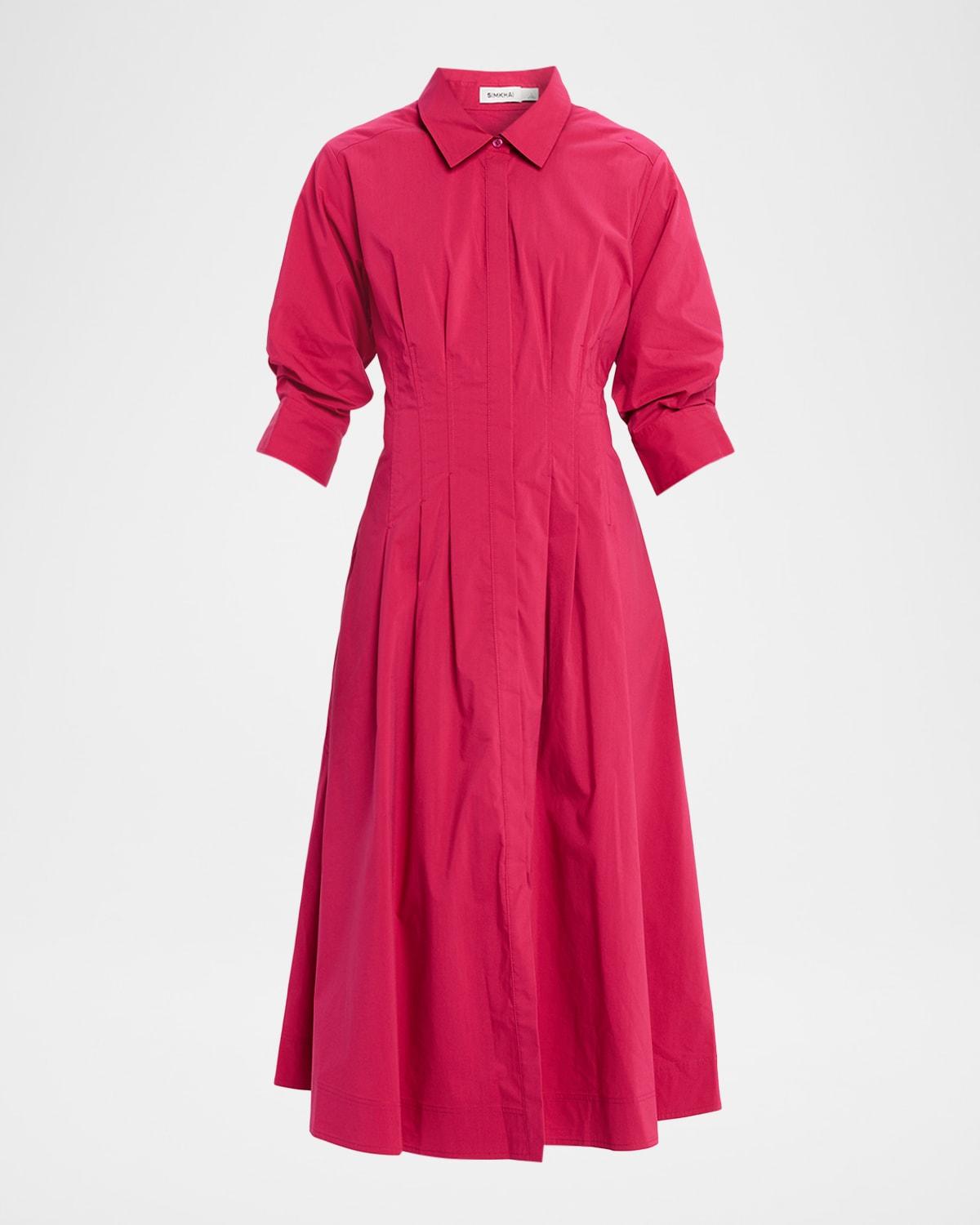 casual fall midi dresses Moving Slowly Tomato Red Cotton Gauze Sleeveless Midi Dress