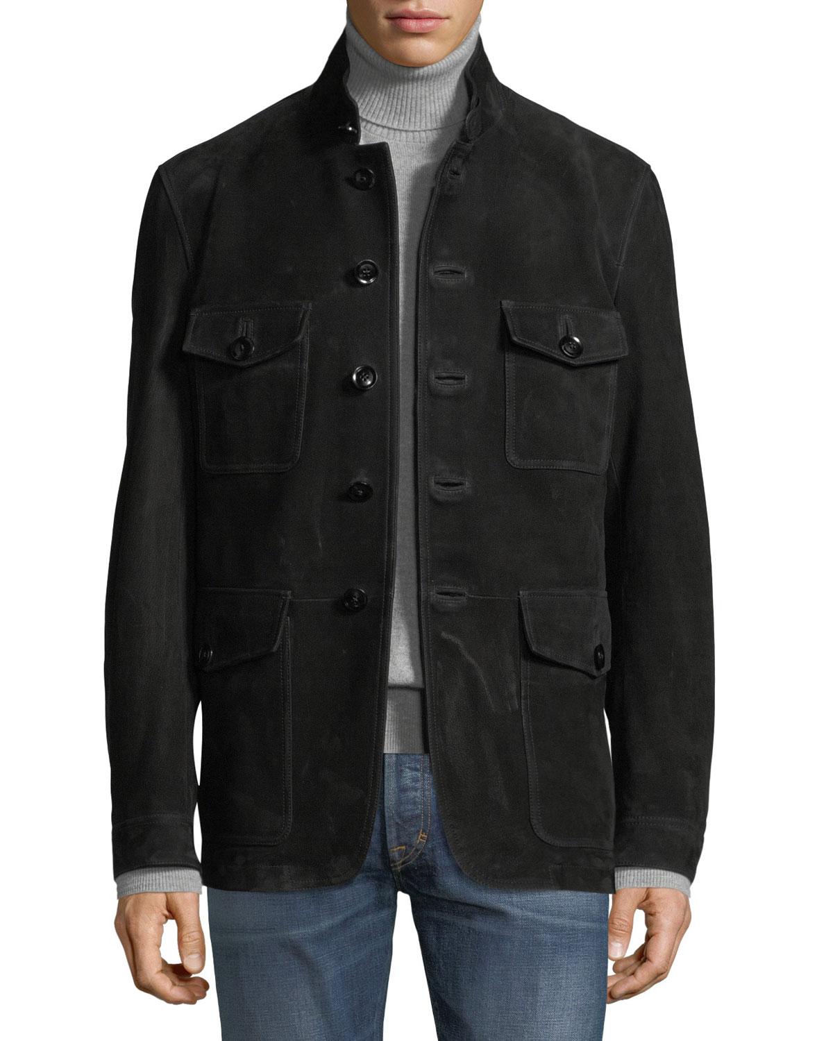Tom Ford Nubuck Suede Four-pocket Safari Jacket in Black for Men - Lyst