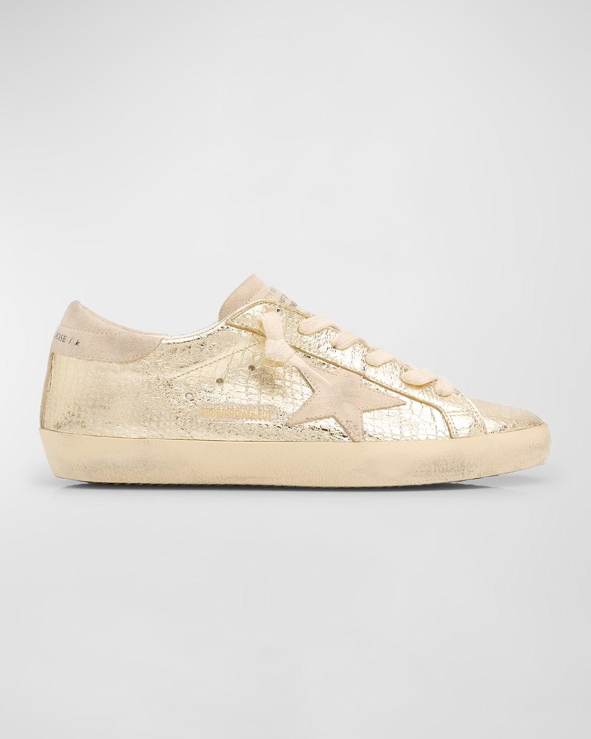 Golden Goose Super Star Croc-Printed Metallic Leather
