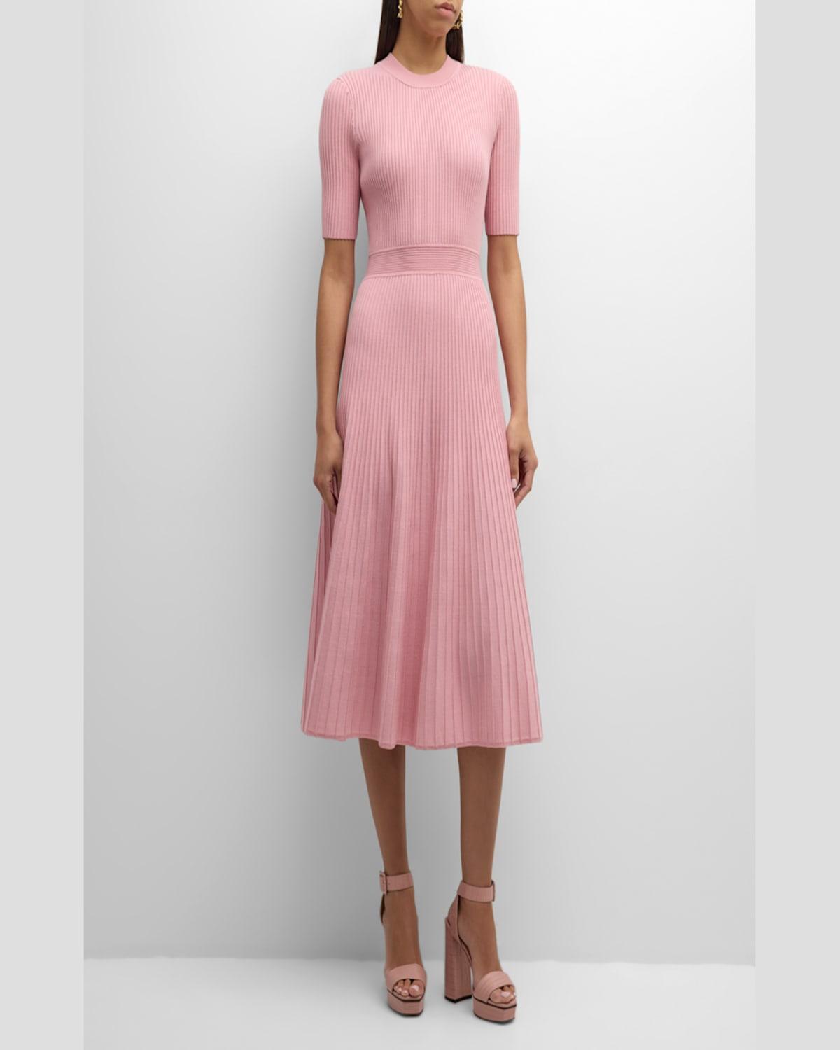 Tahari The Kaya Ribbed A-Line Midi Sweater Dress in Pink | Lyst Tahari The Kaya Ribbed A-Line Midi Sweater Dress in Pink | Lyst