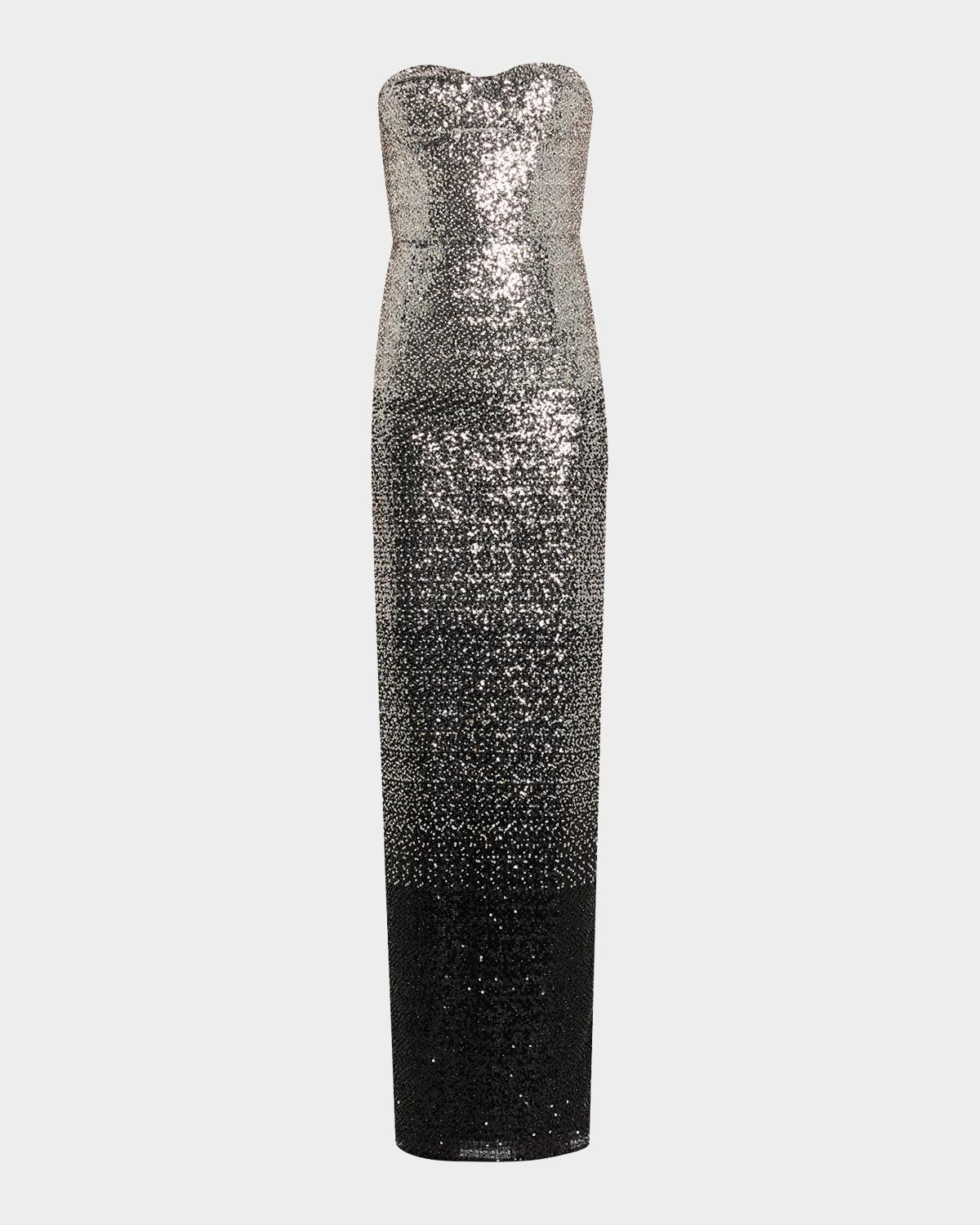 knee length dresses for ladies Long Strapless Ombre Prom Gown by La Femme