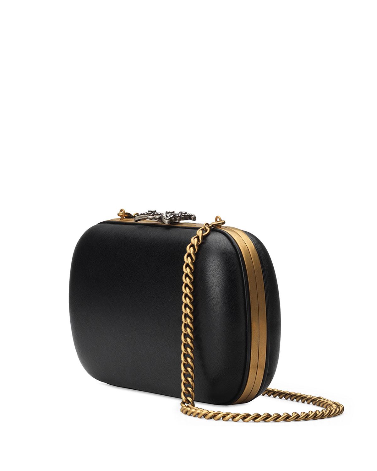 gucci black clutch with chain
