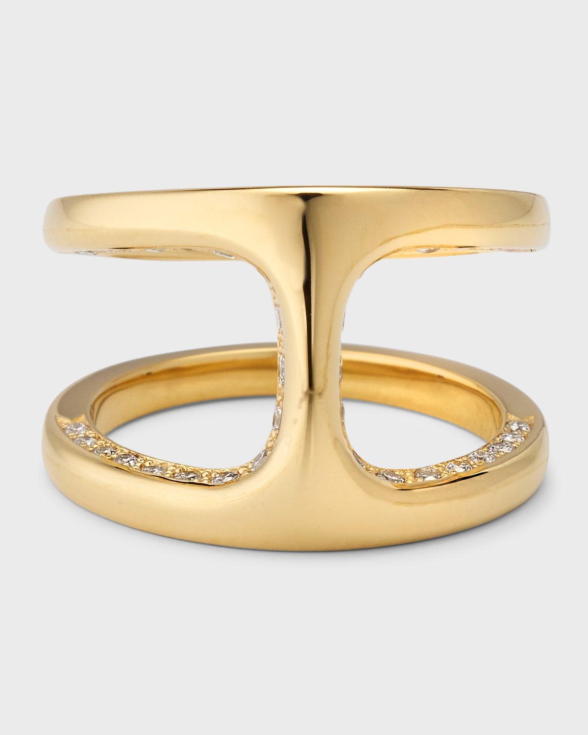 Hoorsenbuhs 18k Yellow Gold Dame Phantom Ring With Flooded