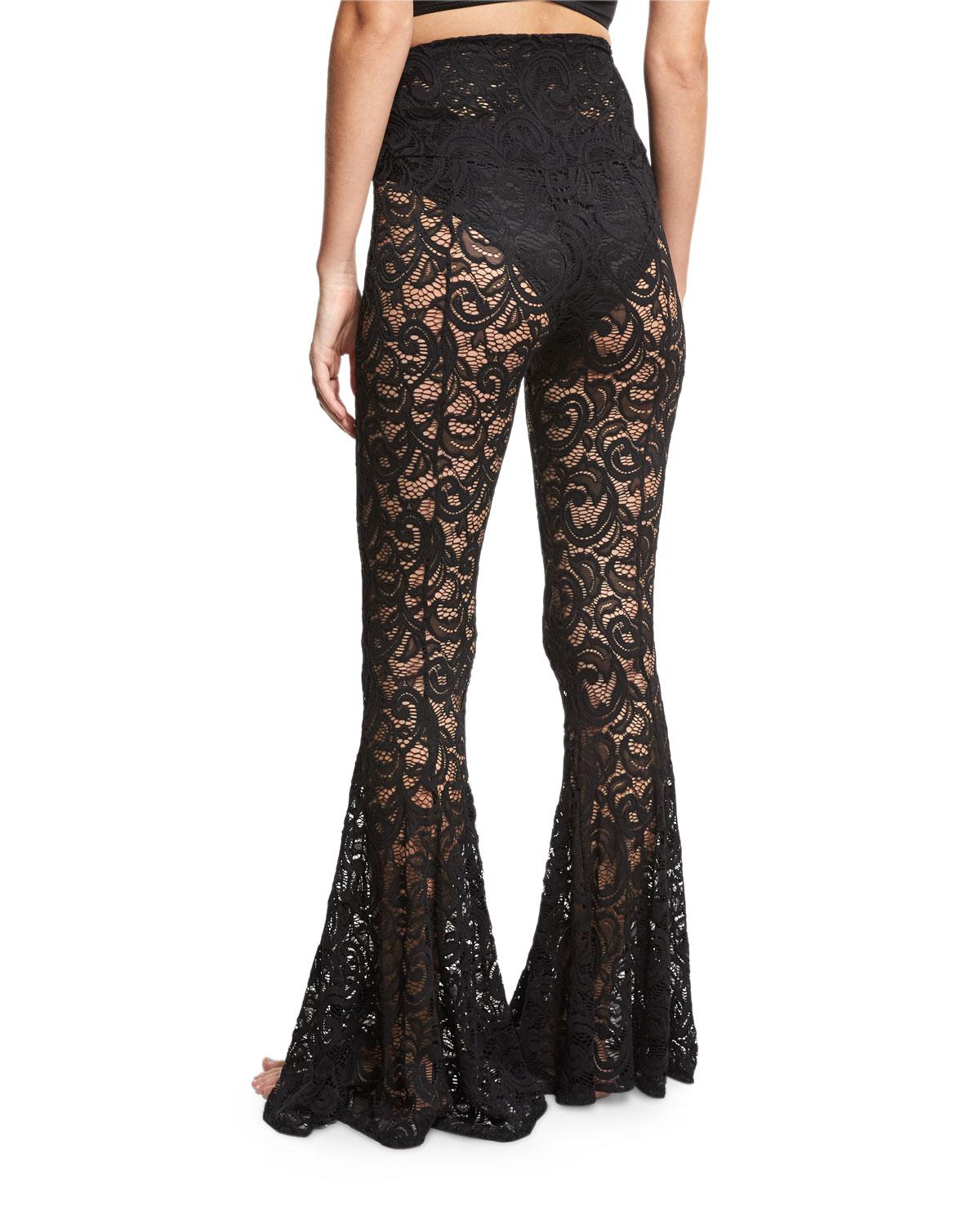 Norma Kamali Fishtail Lace Coverup Pants in Black - Lyst