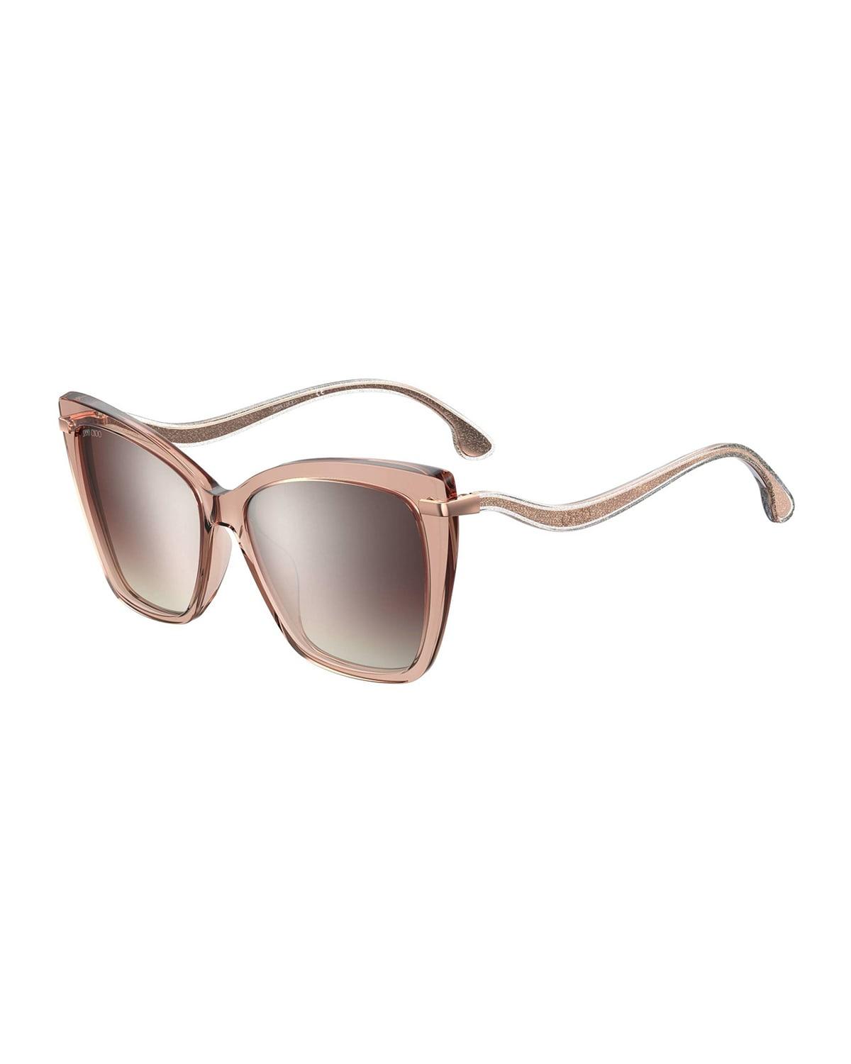 Jimmy Choo Selby Mirrored Butterfly Acetate Sunglasses in Natural | Lyst