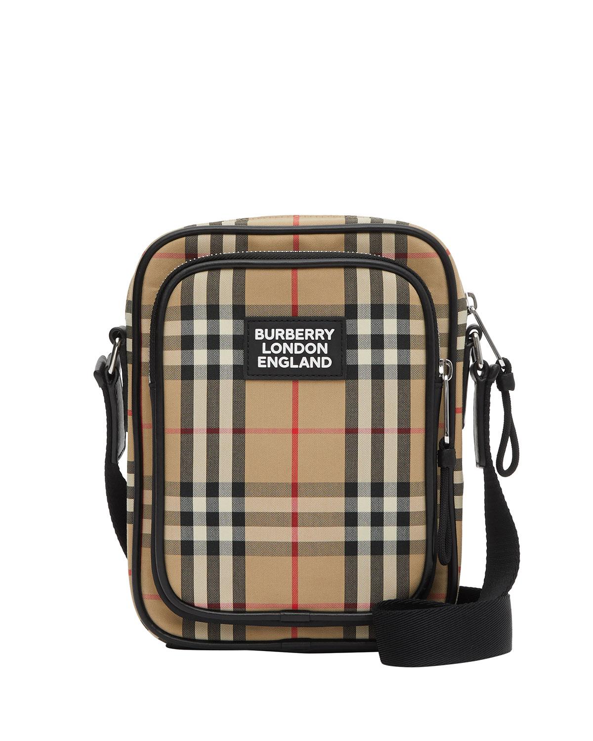 Burberry Vintage Check Crossbody Bag in Natural for Men | Lyst