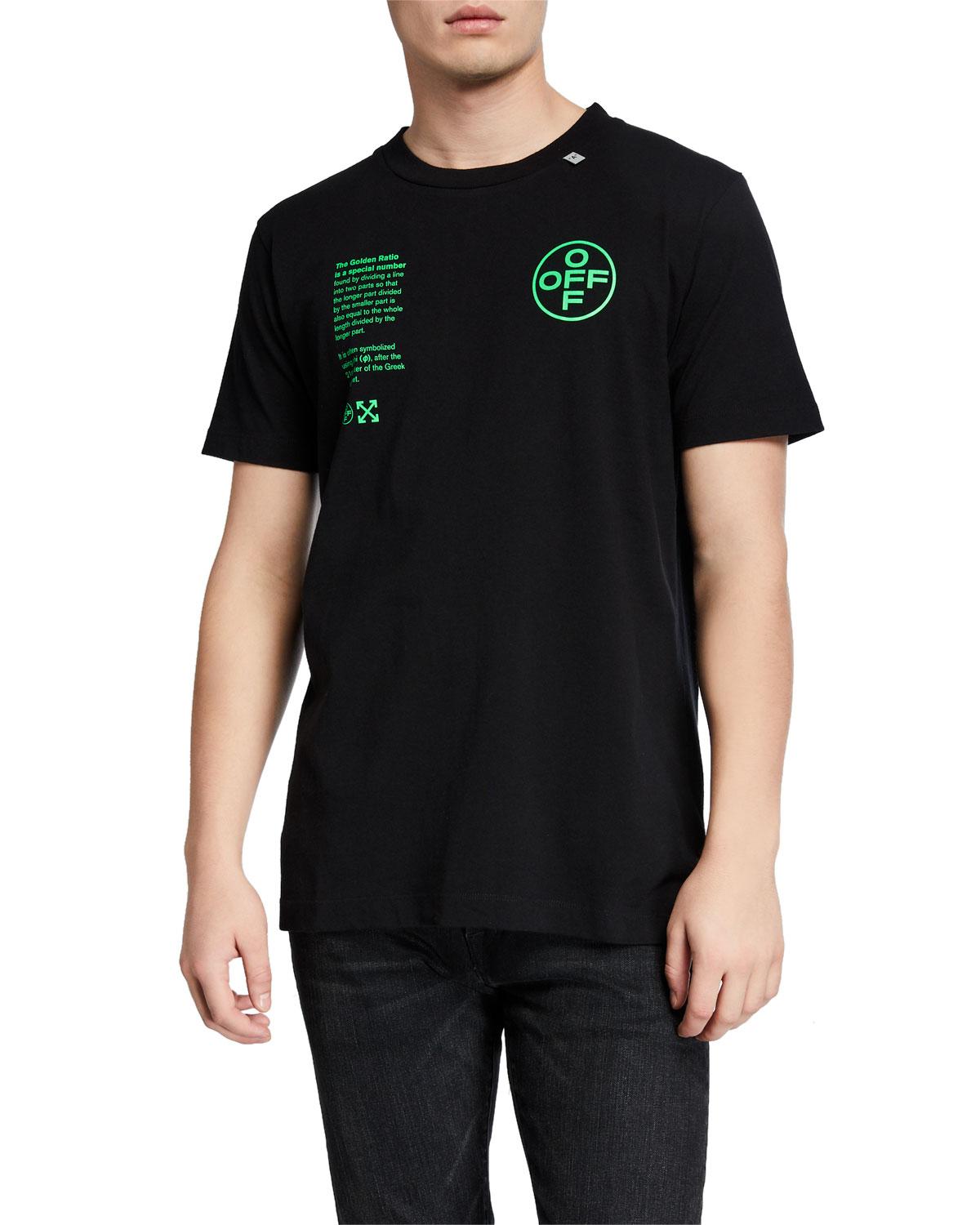 Off-White c/o Virgil Abloh Arch Shapes Slim Fit T-shirt In Black Cotton  With Fluo Green Print On The Front And Back. for Men