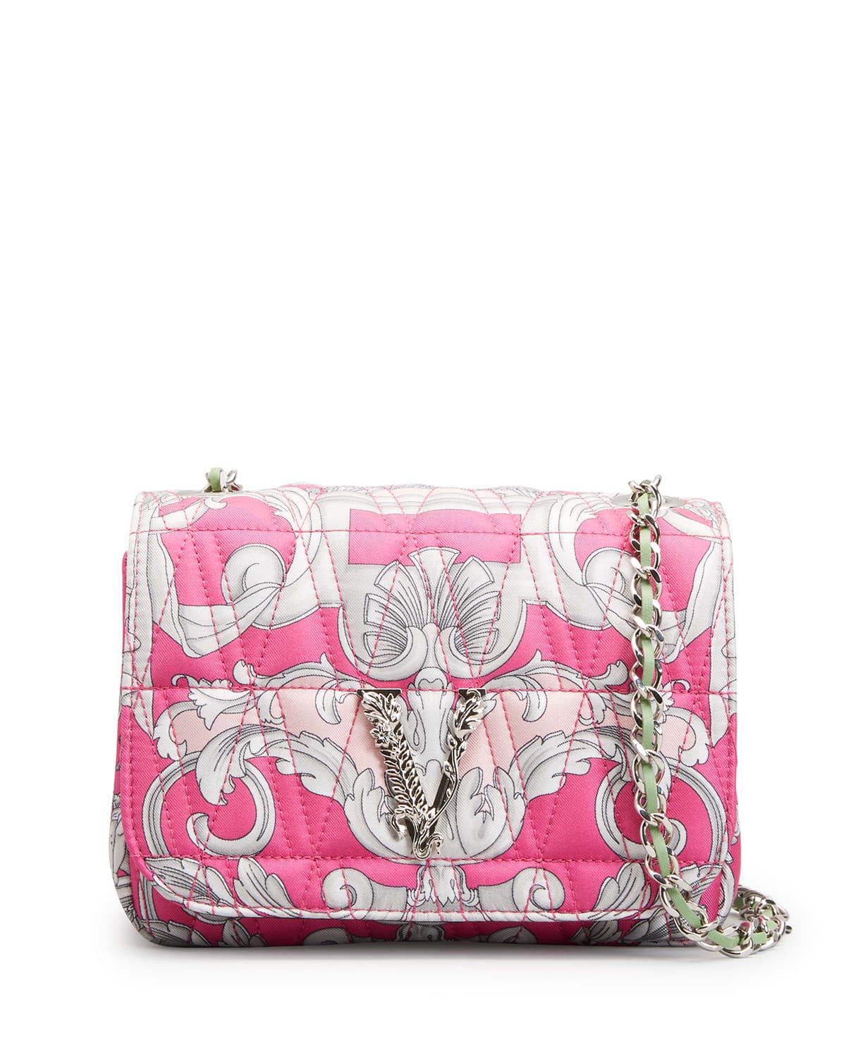 Versace Virtus Quilted Leather Chain Crossbody Bag in Pink Lyst