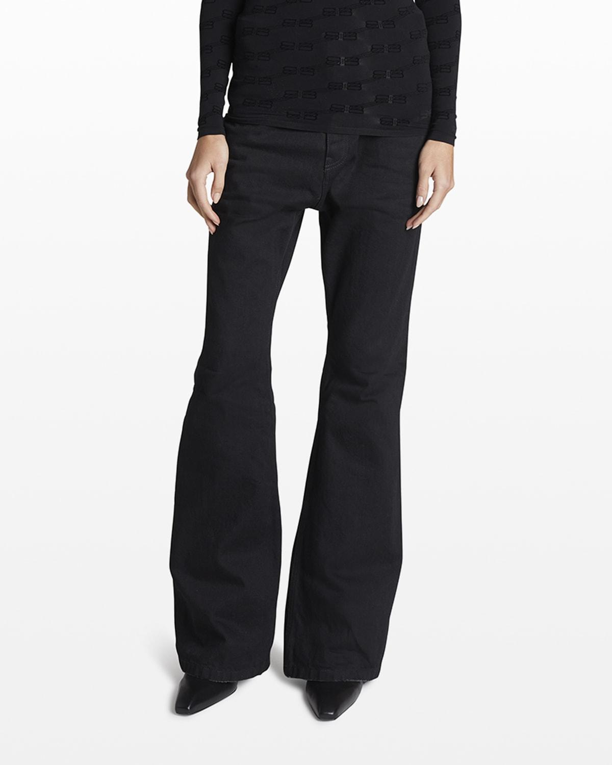 Balenciaga Flare-leg Distressed-hem Jeans in Black | Lyst