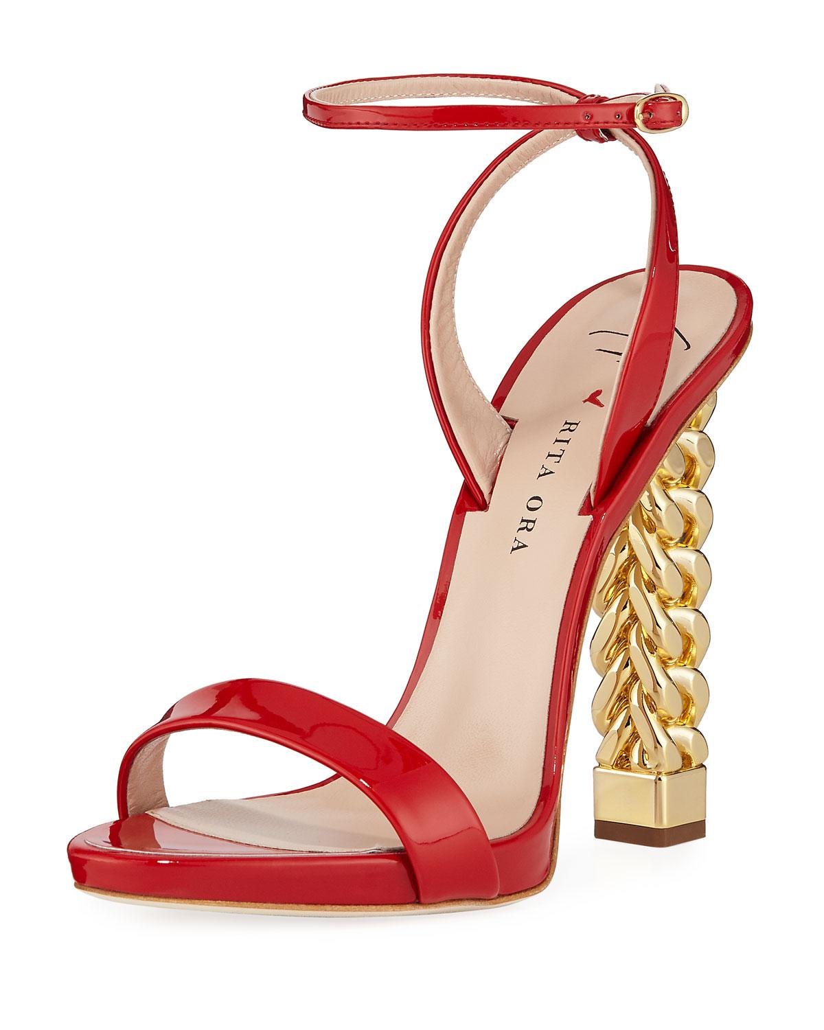red patent sandals heels