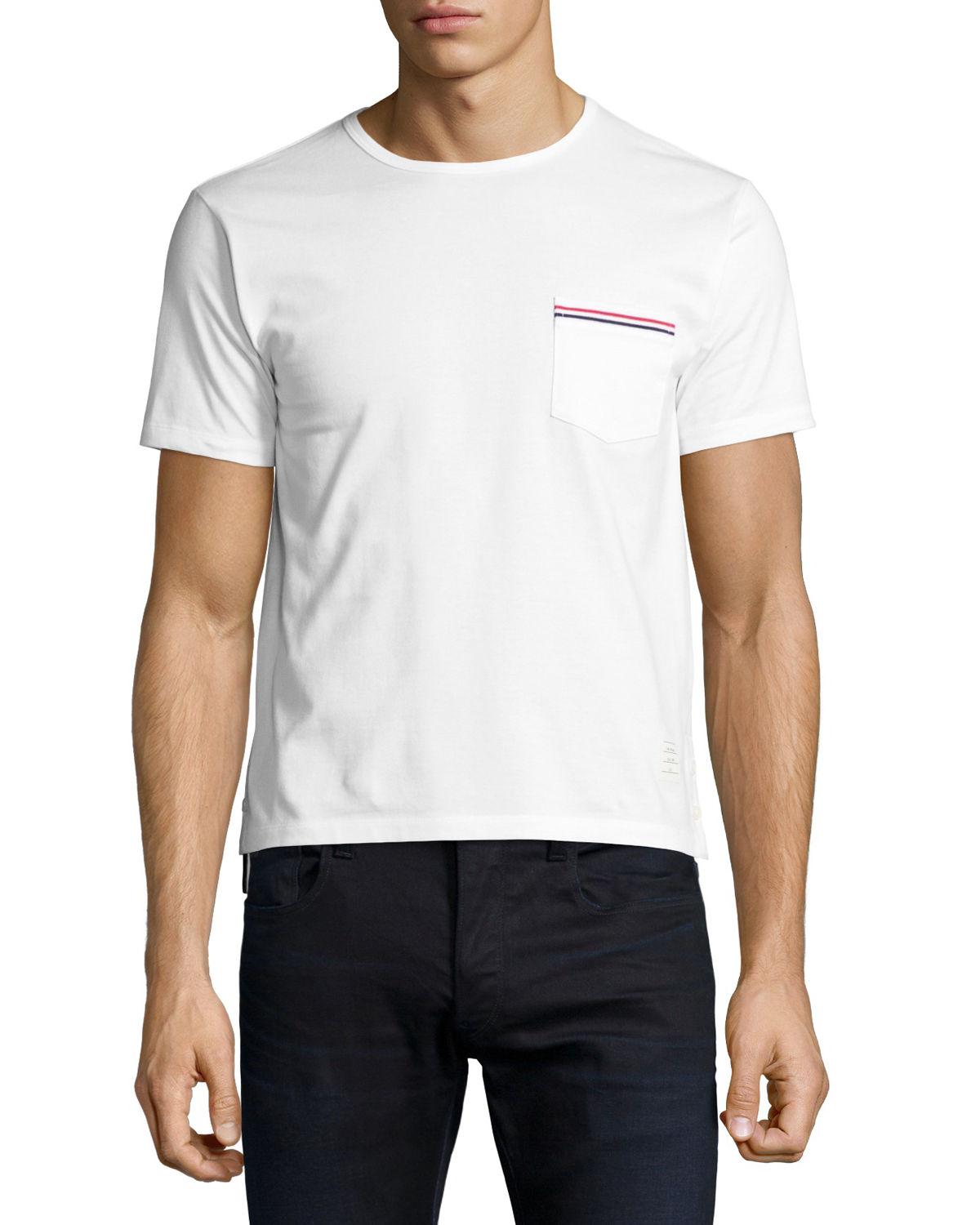 Thom Browne Cotton Classic Patch Pocket Tshirt In White for Men Save